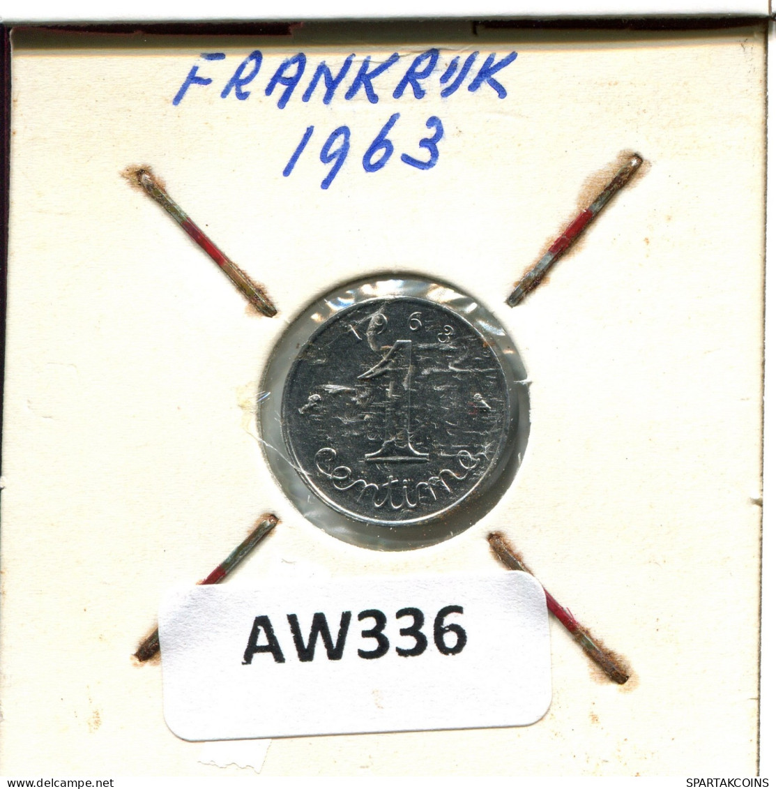 1 CENTIME 1963 FRANKREICH FRANCE Französisch Münze #AW336.D.A - 1 Centime