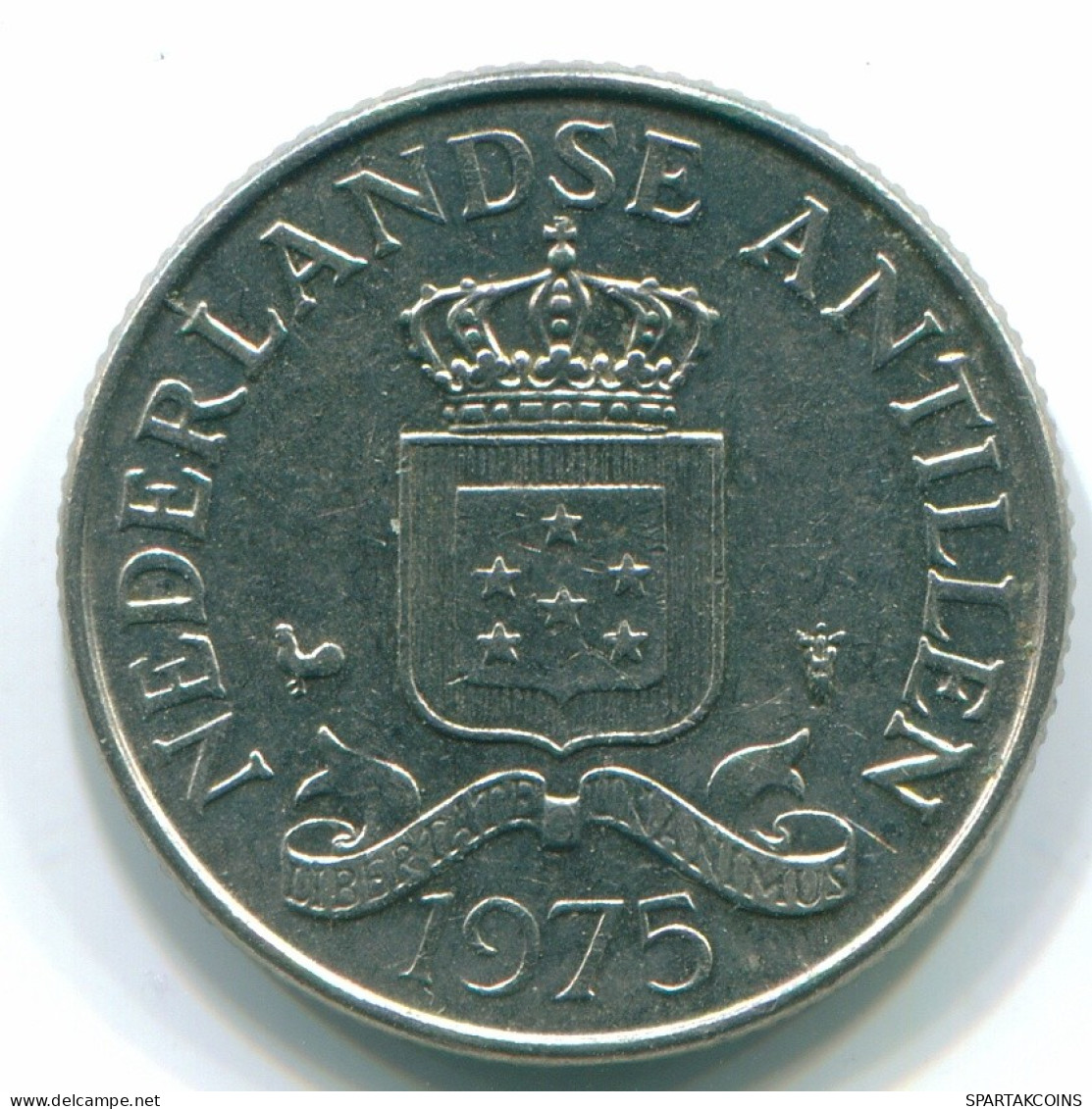 25 CENTS 1975 NETHERLANDS ANTILLES Nickel Colonial Coin #S11609.U.A - Antilles Néerlandaises