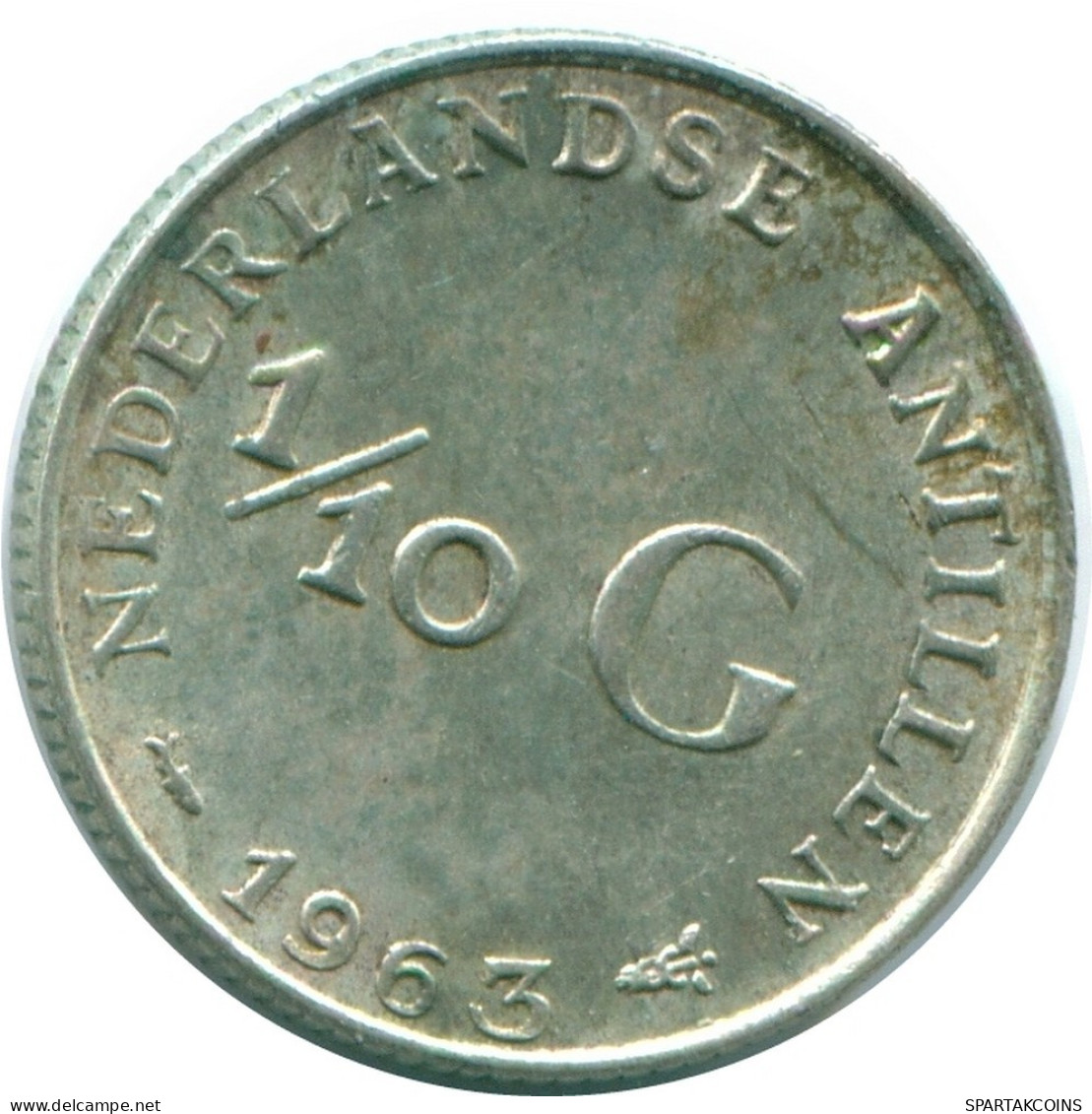 1/10 GULDEN 1963 ANTILLAS NEERLANDESAS PLATA Colonial Moneda #NL12583.3.E.A - Antille Olandesi
