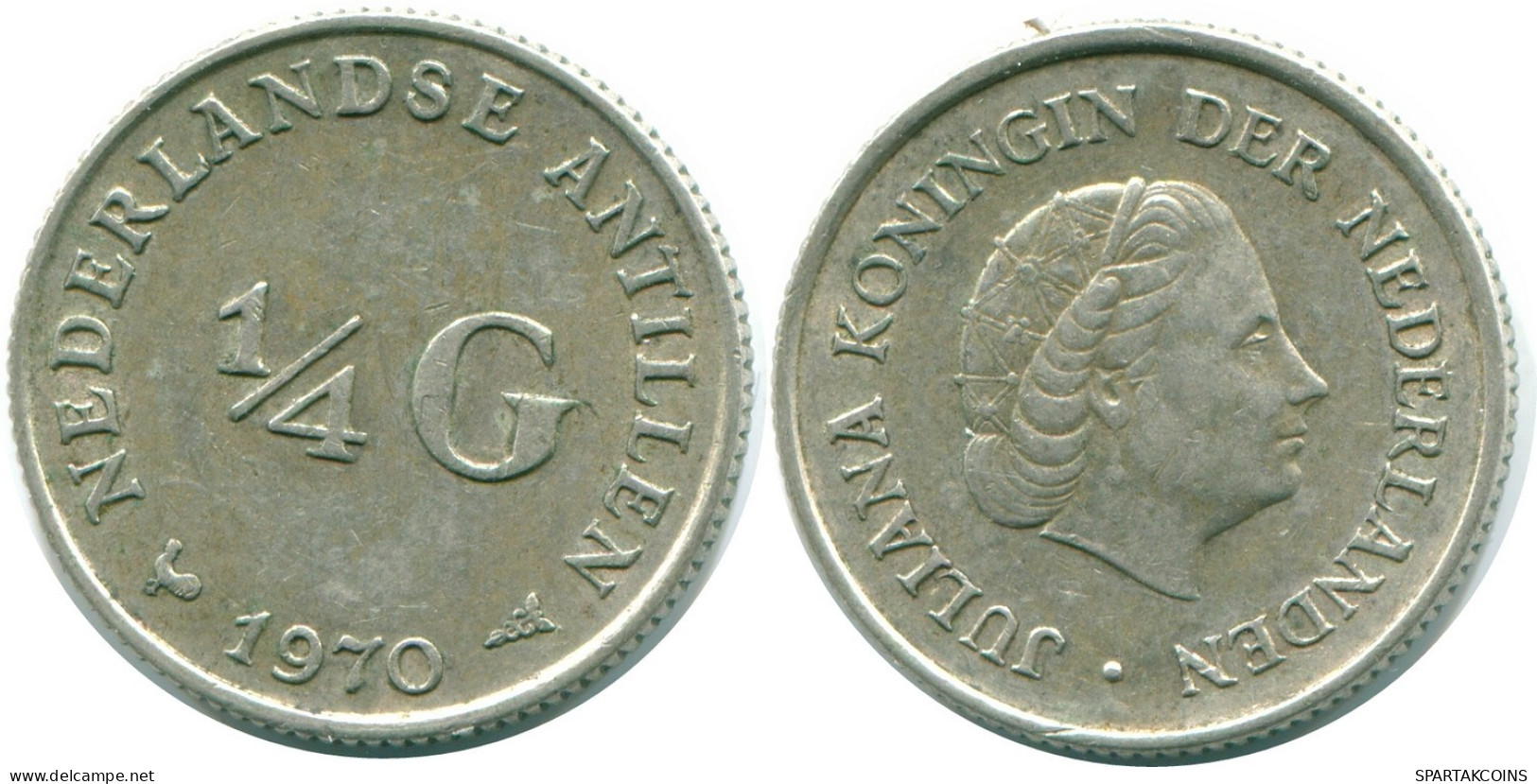 1/4 GULDEN 1970 NIEDERLÄNDISCHE ANTILLEN SILBER Koloniale Münze #NL11685.4.D.A - Antilles Néerlandaises