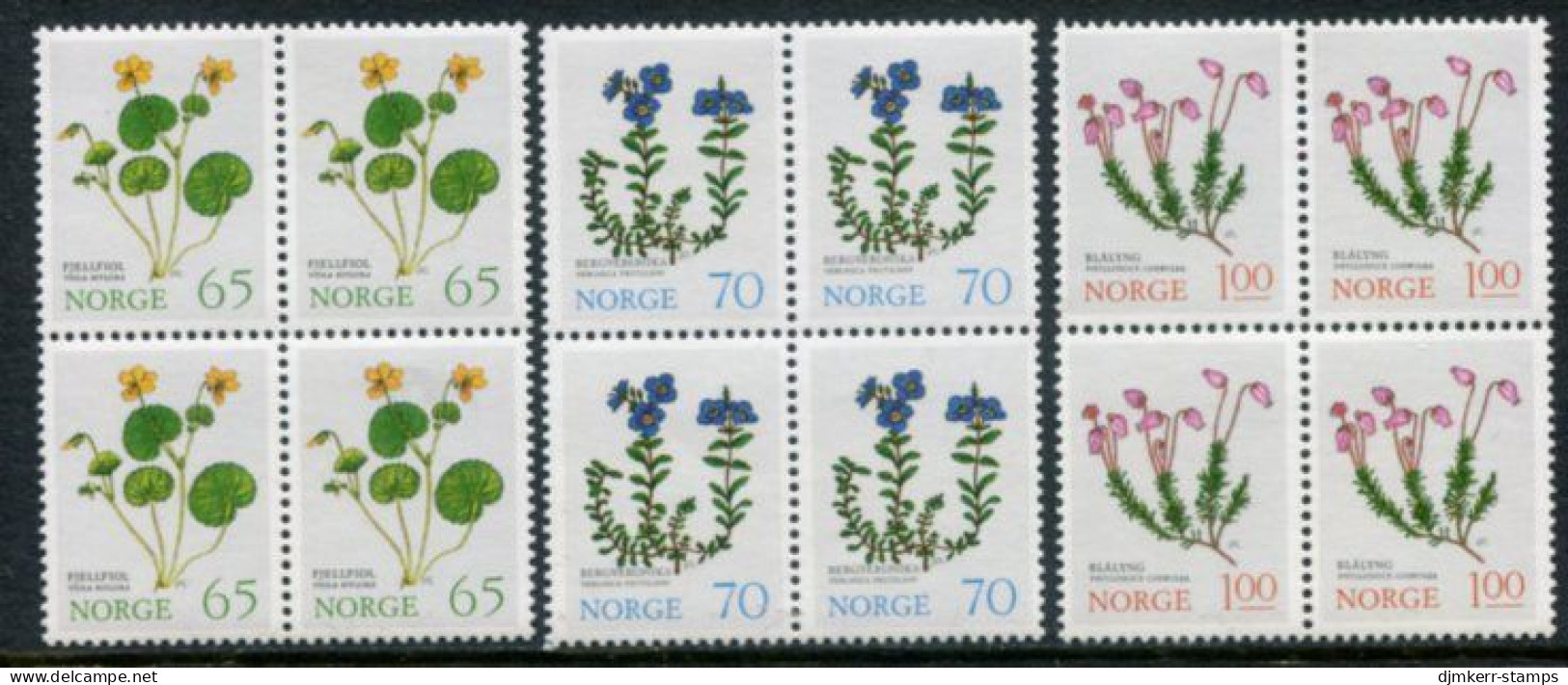 NORWAY 1973 Mountain Flora Blocks Of 4 MNH / **.  Michel 671-73 - Unused Stamps