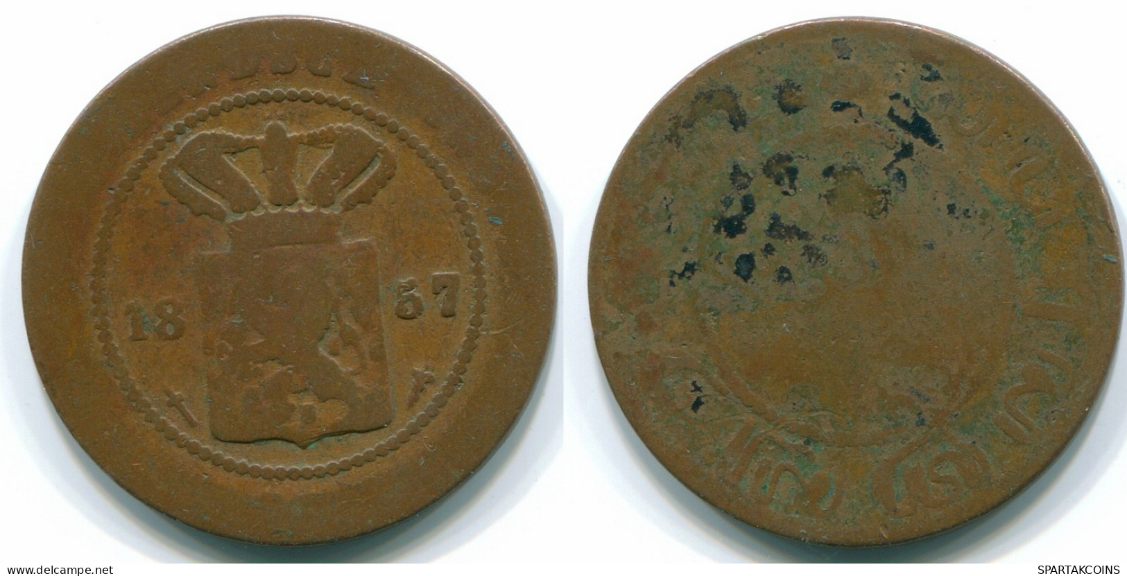 1 CENT 1857 INDES ORIENTALES NÉERLANDAISES INDONÉSIE INDONESIA Copper Colonial Pièce #S10023.F.A - Nederlands-Indië
