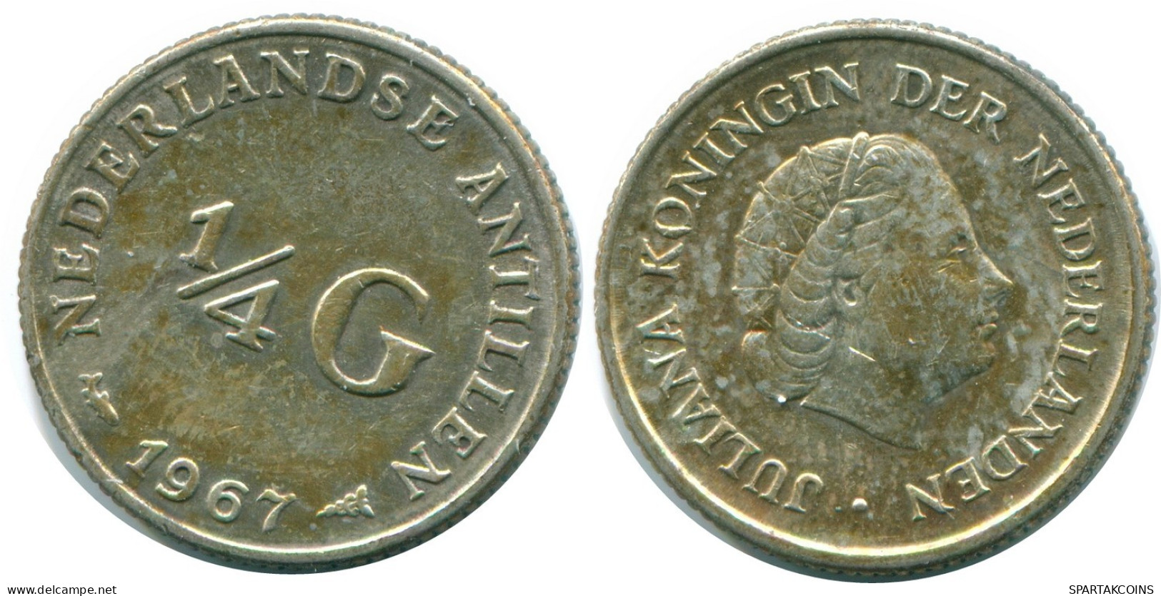 1/4 GULDEN 1967 NIEDERLÄNDISCHE ANTILLEN SILBER Koloniale Münze #NL11594.4.D.A - Netherlands Antilles