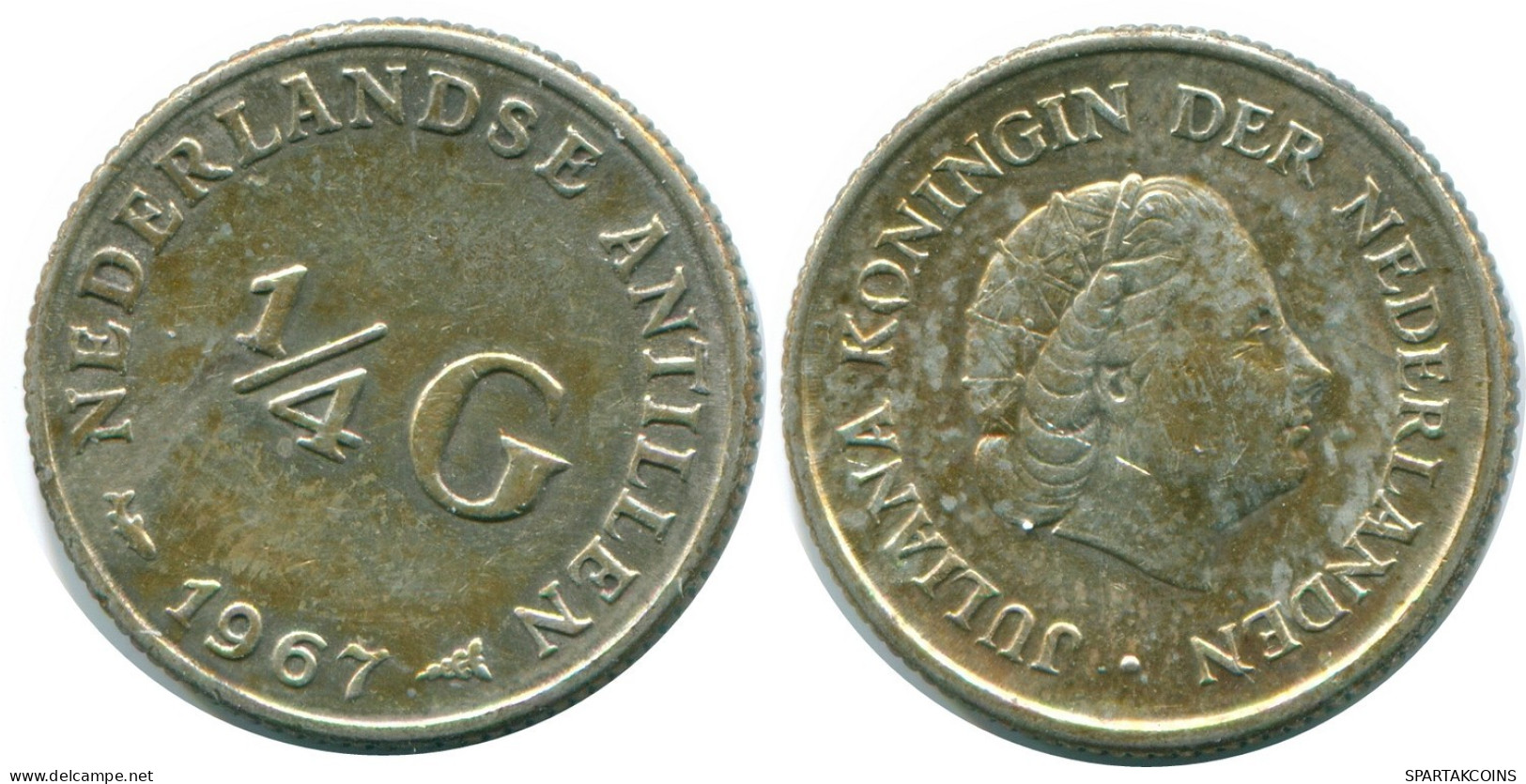 1/4 GULDEN 1967 NIEDERLÄNDISCHE ANTILLEN SILBER Koloniale Münze #NL11594.4.D.A - Niederländische Antillen