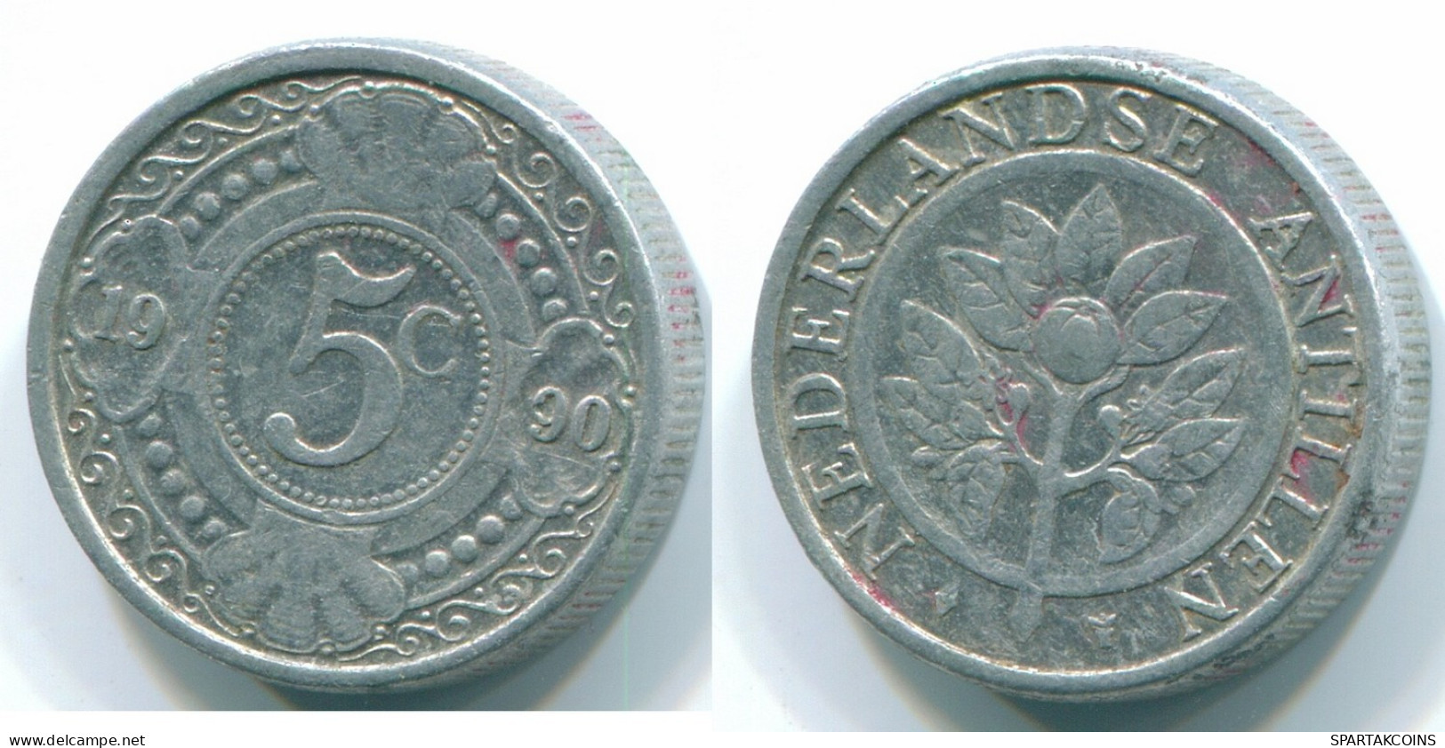 5 CENTS 1990 ANTILLES NÉERLANDAISES Aluminium Colonial Pièce #S13708.F.A - Nederlandse Antillen