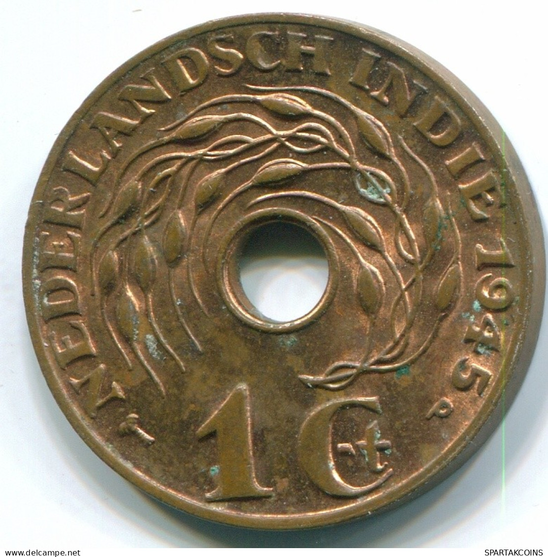 1 CENT 1945 P NETHERLANDS EAST INDIES INDONESIA Bronze Colonial Coin #S10355.U.A - Dutch East Indies