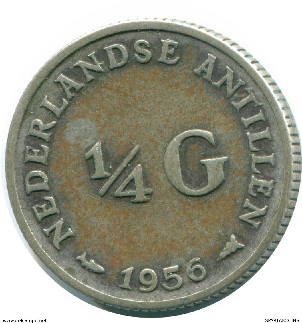 1/4 GULDEN 1956 ANTILLAS NEERLANDESAS PLATA Colonial Moneda #NL10937.4.E.A - Niederländische Antillen
