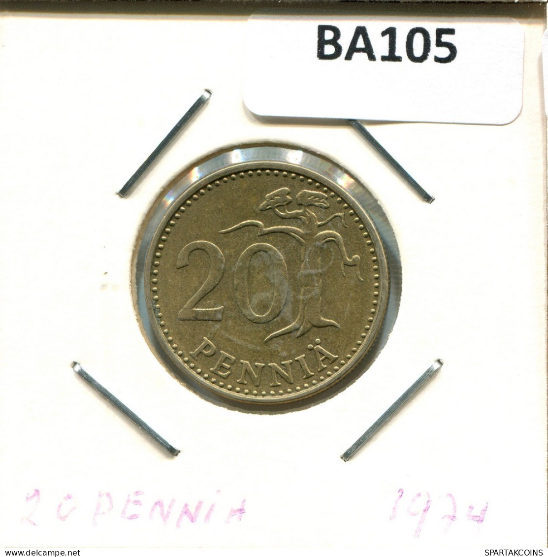 20 PENNIA 1974 FINLANDIA FINLAND Moneda #BA105.E.A - Finlande