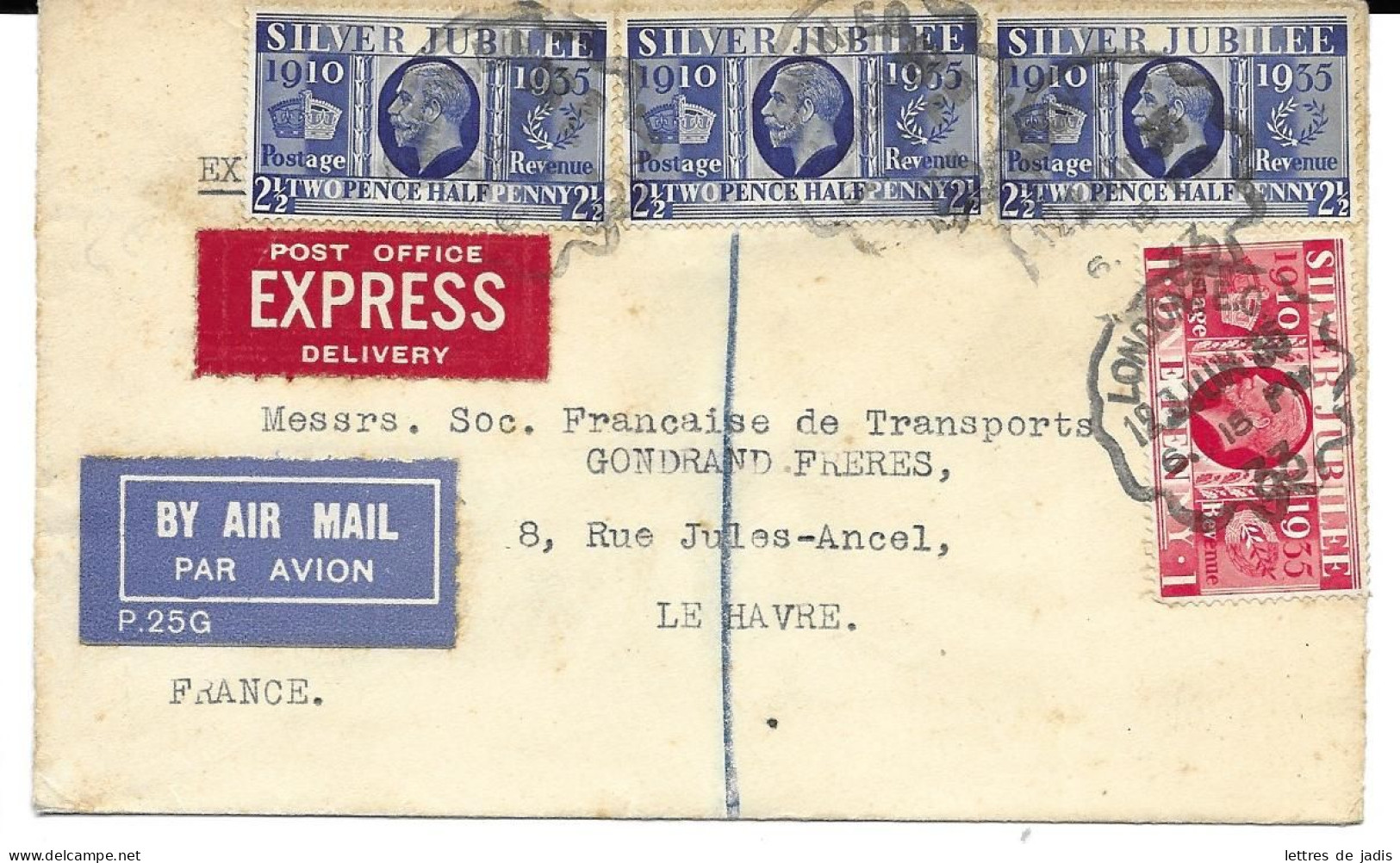 Env Cad LONDON JUIN 1935 Par Express Et Avion Pour LE HAVRE  TB - Briefe U. Dokumente