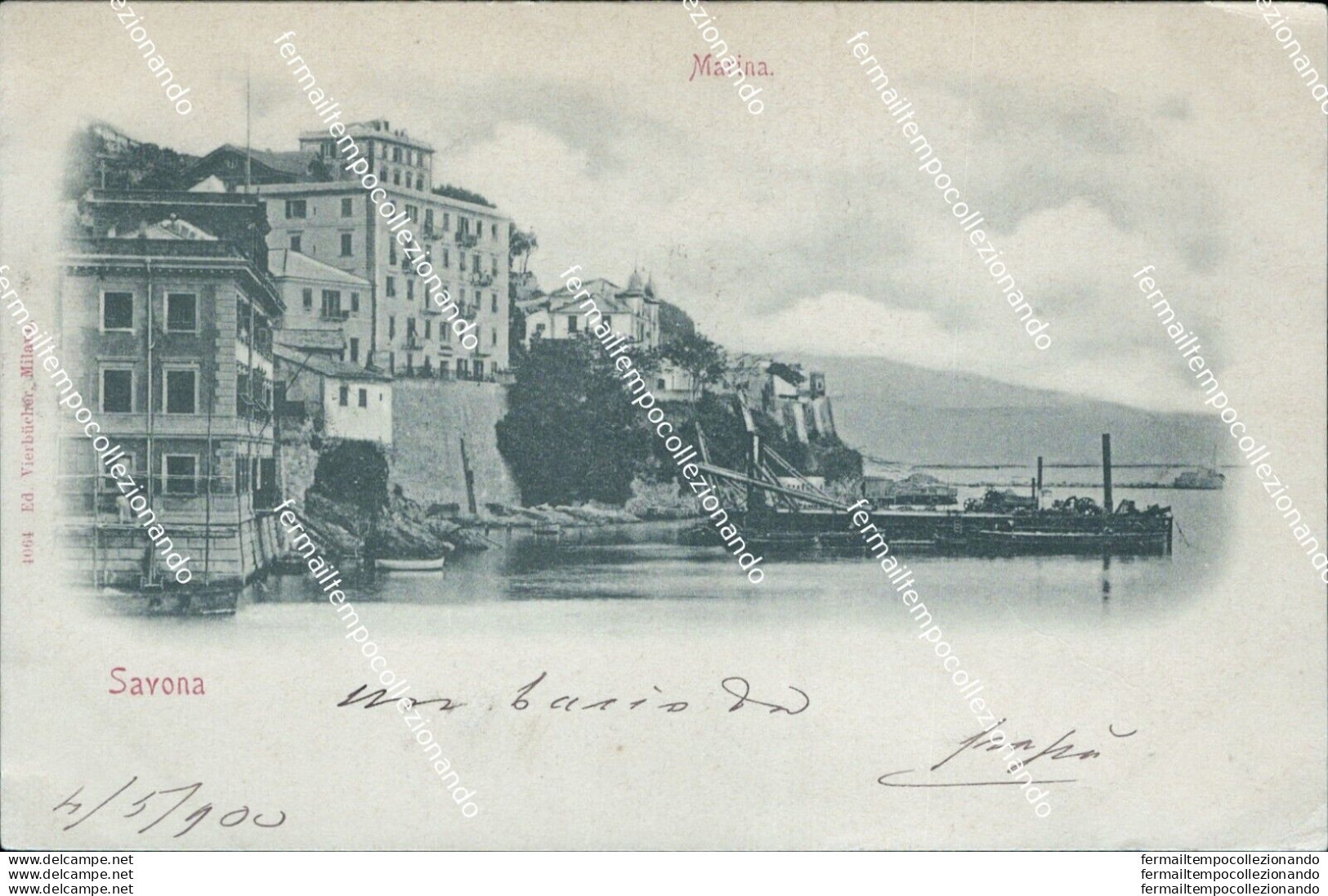 Ai576 Cartolina Savona Citta' Marina Inizio 900 - Savona