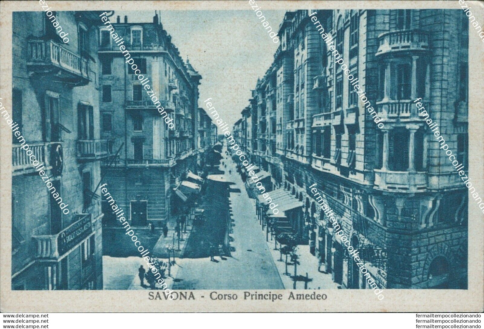 Bq169 Cartolina Savona Citta' Corso Principe Amedeo 1944 Bollo R.sociale - Savona