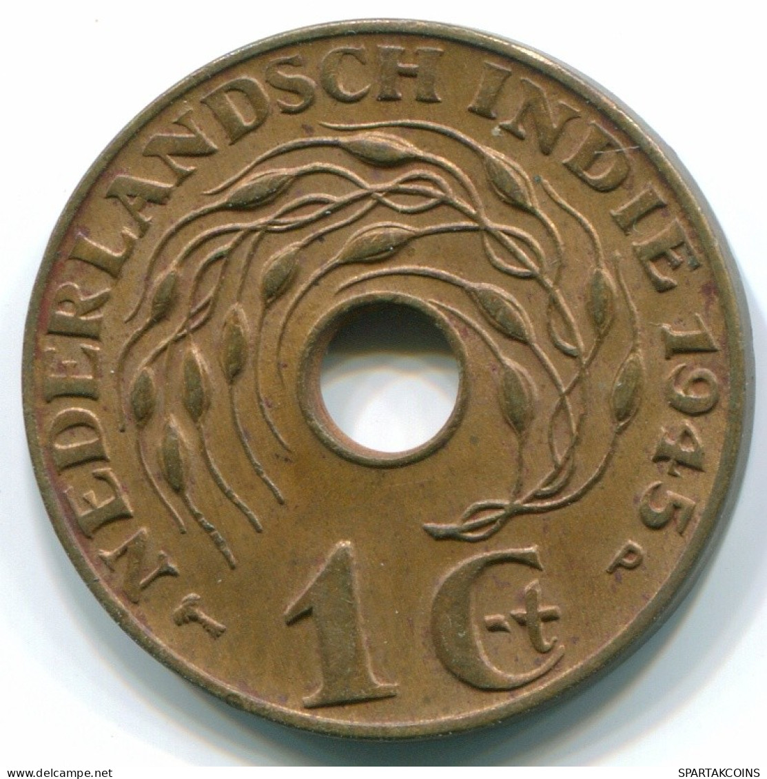 1 CENT 1945 P NETHERLANDS EAST INDIES INDONESIA Bronze Colonial Coin #S10432.U.A - Dutch East Indies