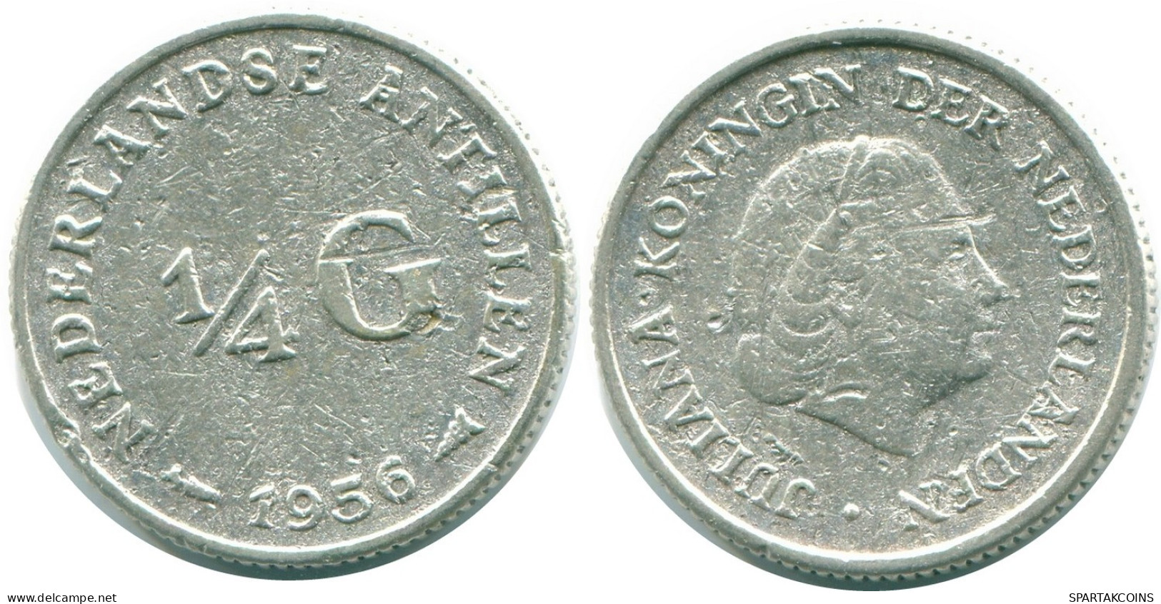 1/4 GULDEN 1956 ANTILLAS NEERLANDESAS PLATA Colonial Moneda #NL10917.4.E.A - Antille Olandesi