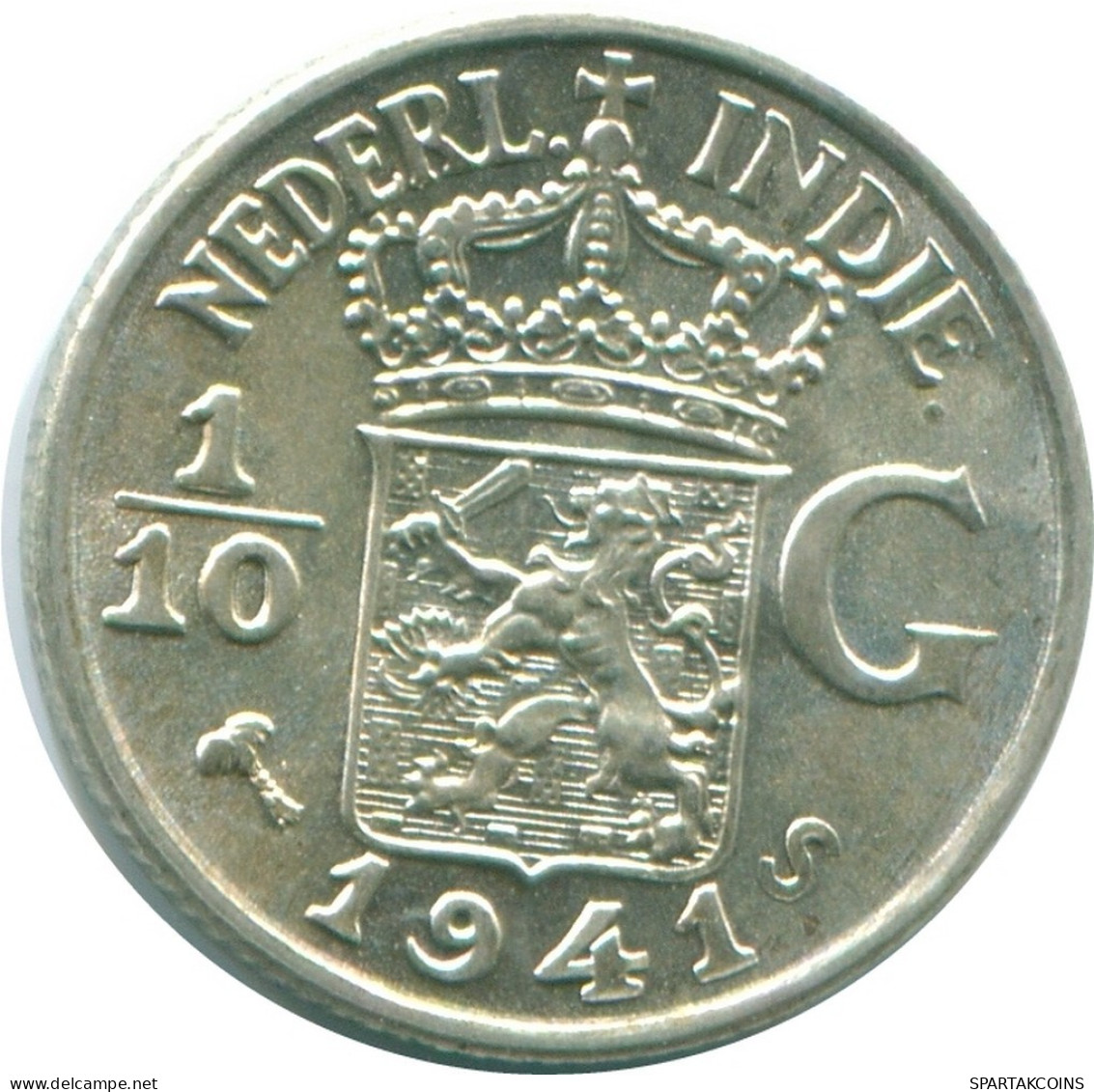 1/10 GULDEN 1941 S NETHERLANDS EAST INDIES SILVER Colonial Coin #NL13627.3.U.A - Dutch East Indies