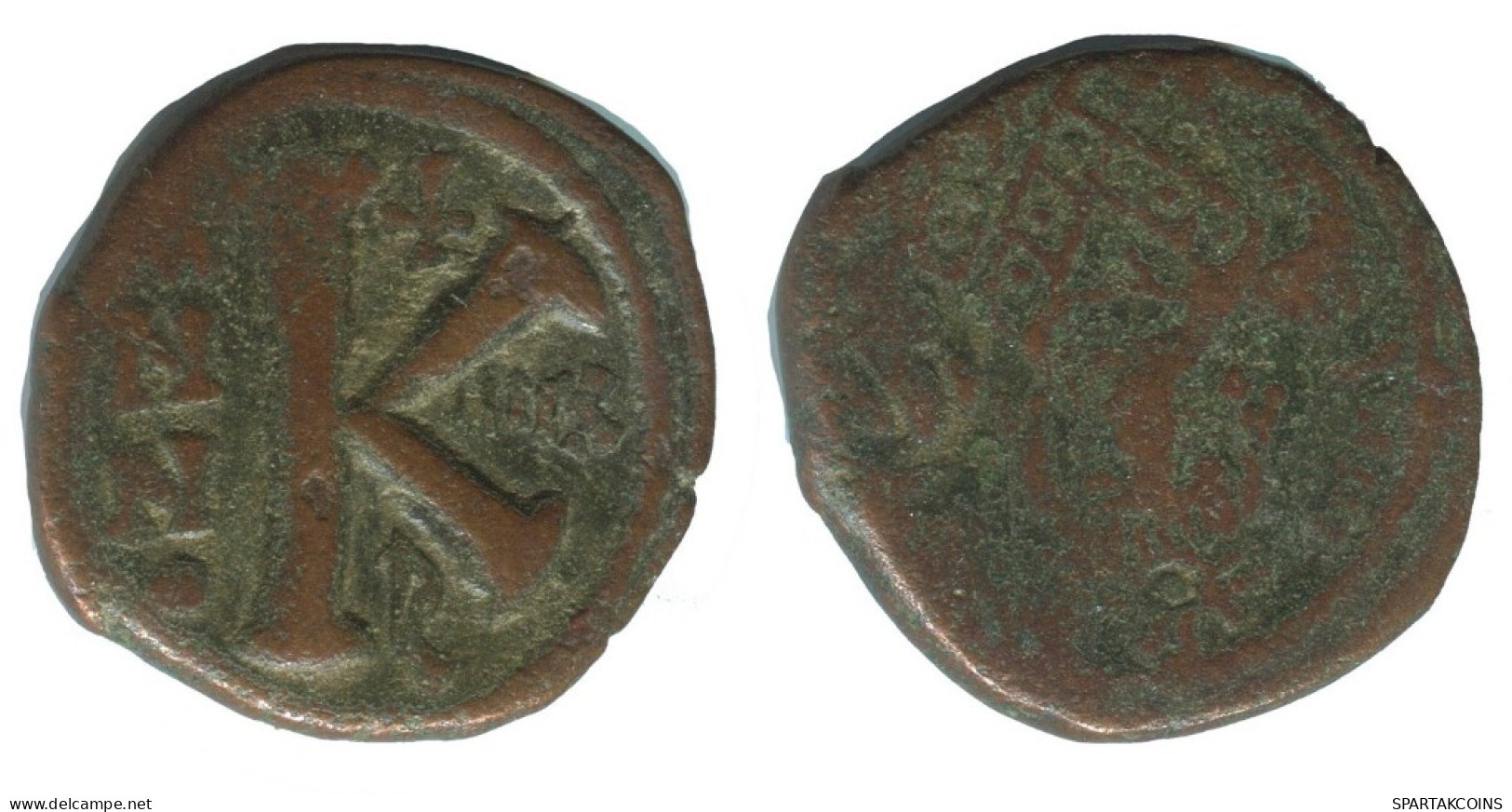 FLAVIUS MAURITIUS TIBERIUS 1/2 FOLLIS BYZANTINISCHE Münze  6.2g/21mm #AF785.12.D.A - Byzantinische Münzen