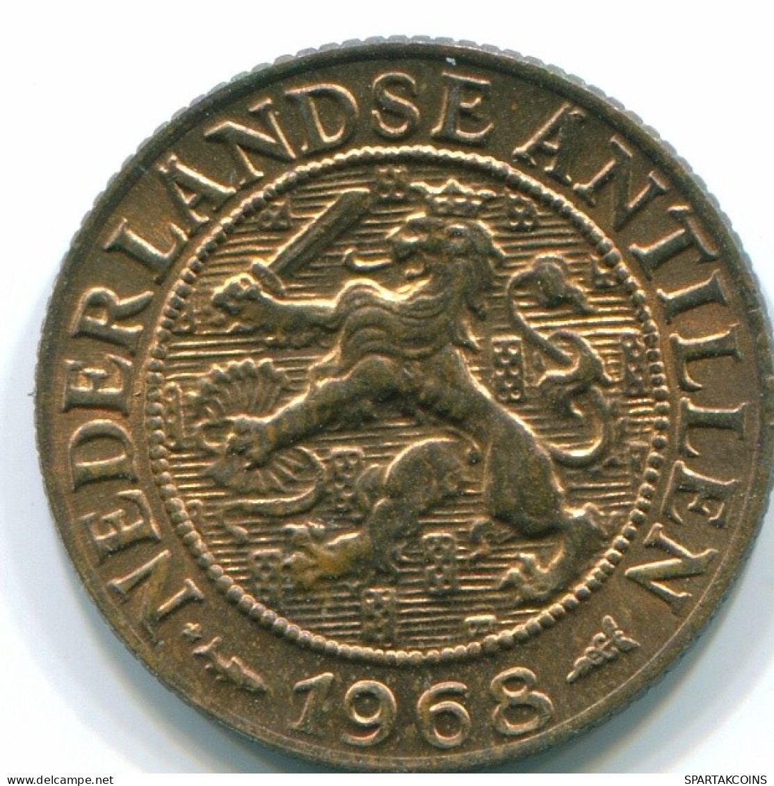 1 CENT 1968 ANTILLES NÉERLANDAISES Bronze Fish Colonial Pièce #S10785.F.A - Antille Olandesi