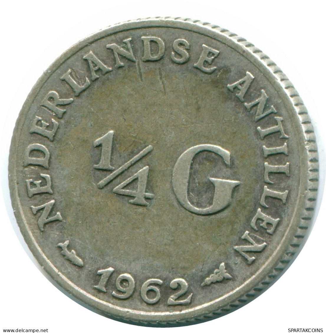 1/4 GULDEN 1962 ANTILLAS NEERLANDESAS PLATA Colonial Moneda #NL11127.4.E.A - Antille Olandesi