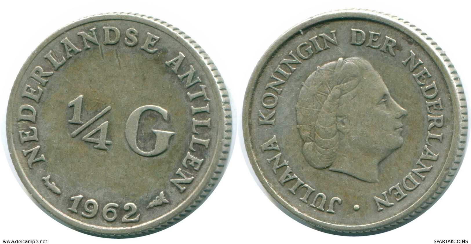 1/4 GULDEN 1962 ANTILLAS NEERLANDESAS PLATA Colonial Moneda #NL11127.4.E.A - Niederländische Antillen