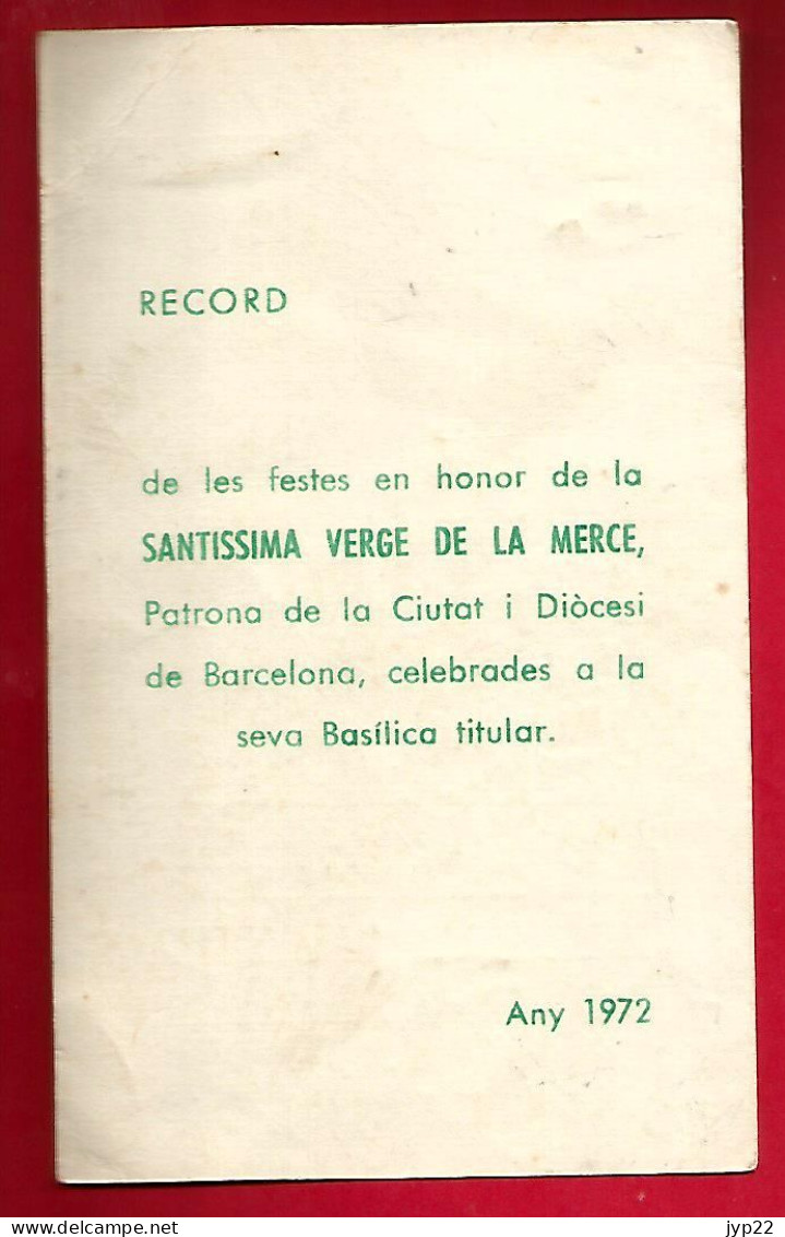 Image Pieuse Mare De Deu De La Merce Redemptora De Captius Patrona De Barcelona Barcelone Espagne - 1972 - Andachtsbilder