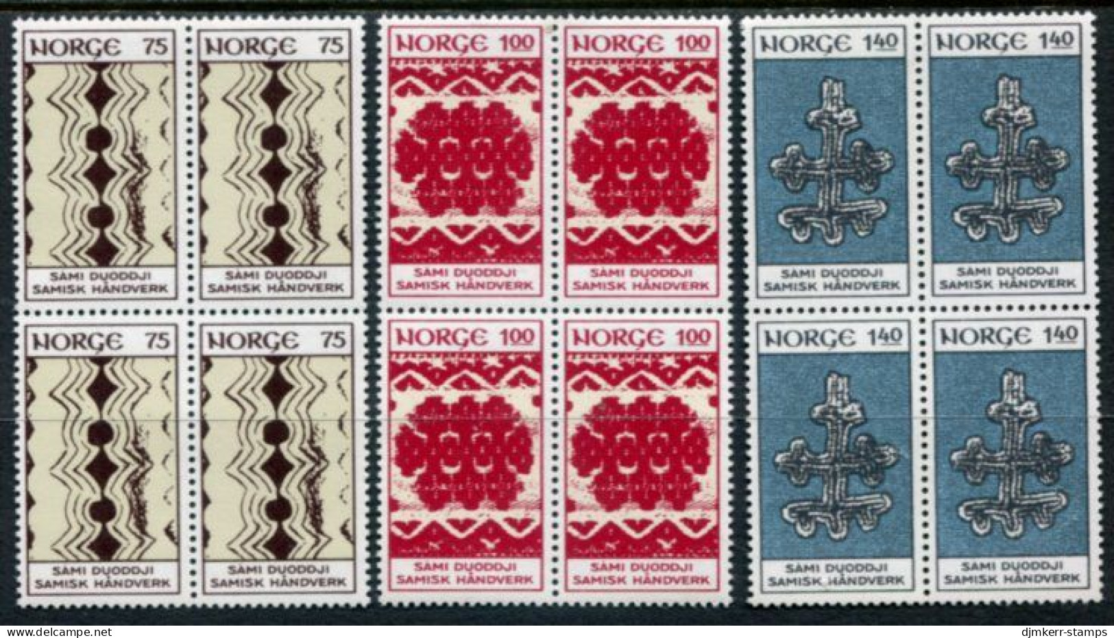 NORWAY 1973 Lapland Handicrafts Blocks Of 4 MNH / **.  Michel 668-70 - Unused Stamps