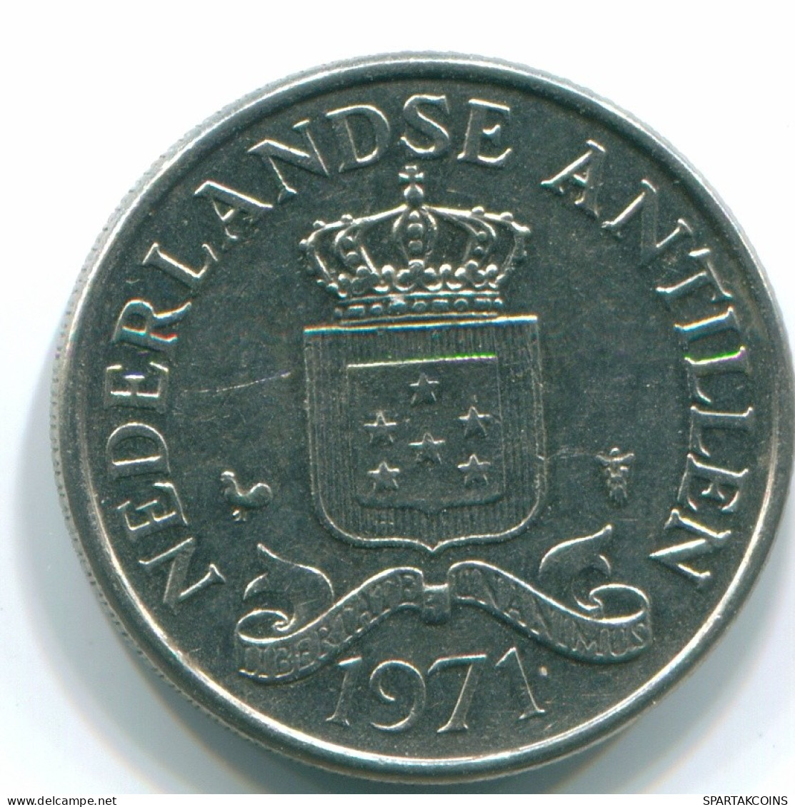 25 CENTS 1971 ANTILLAS NEERLANDESAS Nickel Colonial Moneda #S11546.E.A - Netherlands Antilles