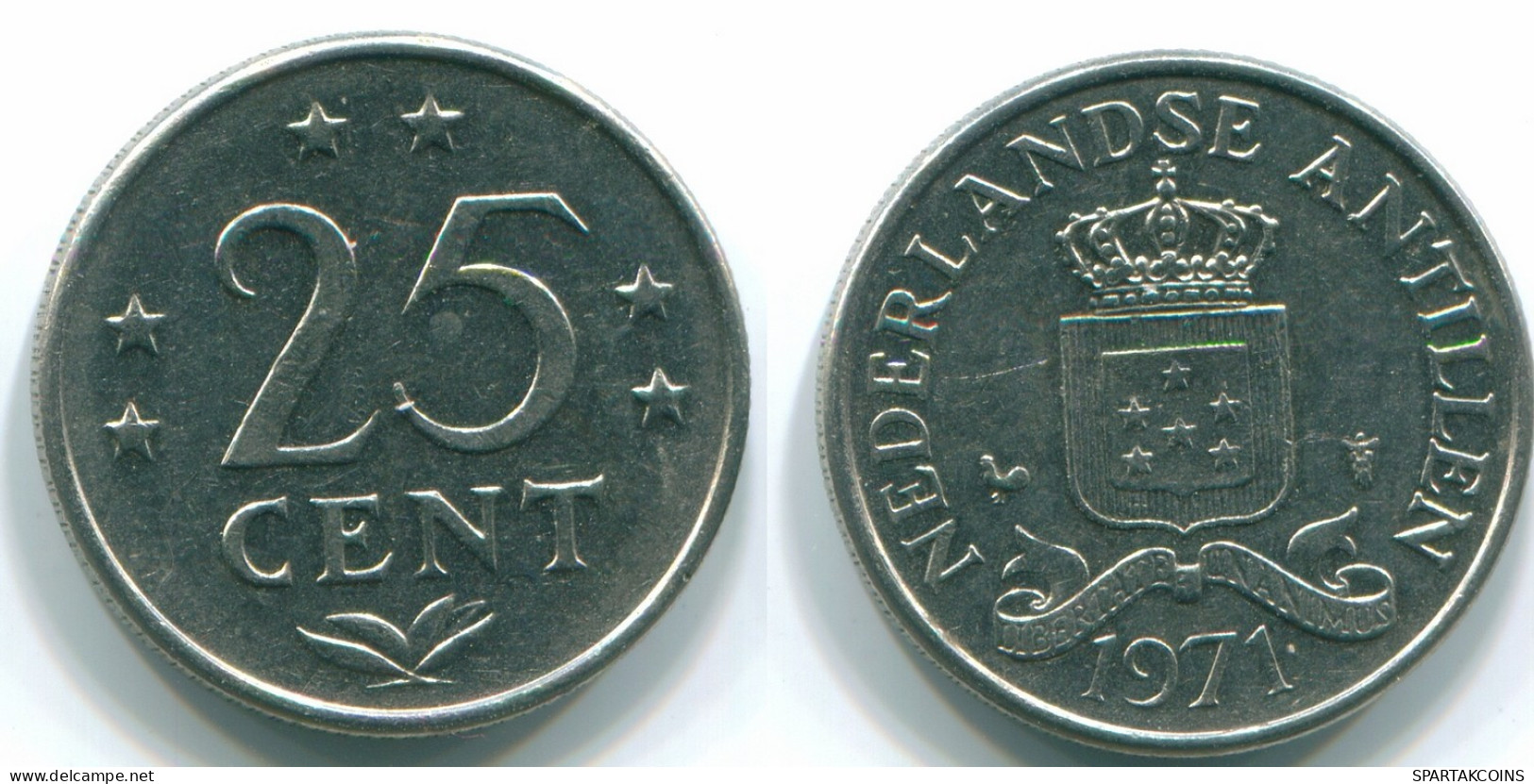 25 CENTS 1971 ANTILLAS NEERLANDESAS Nickel Colonial Moneda #S11546.E.A - Netherlands Antilles