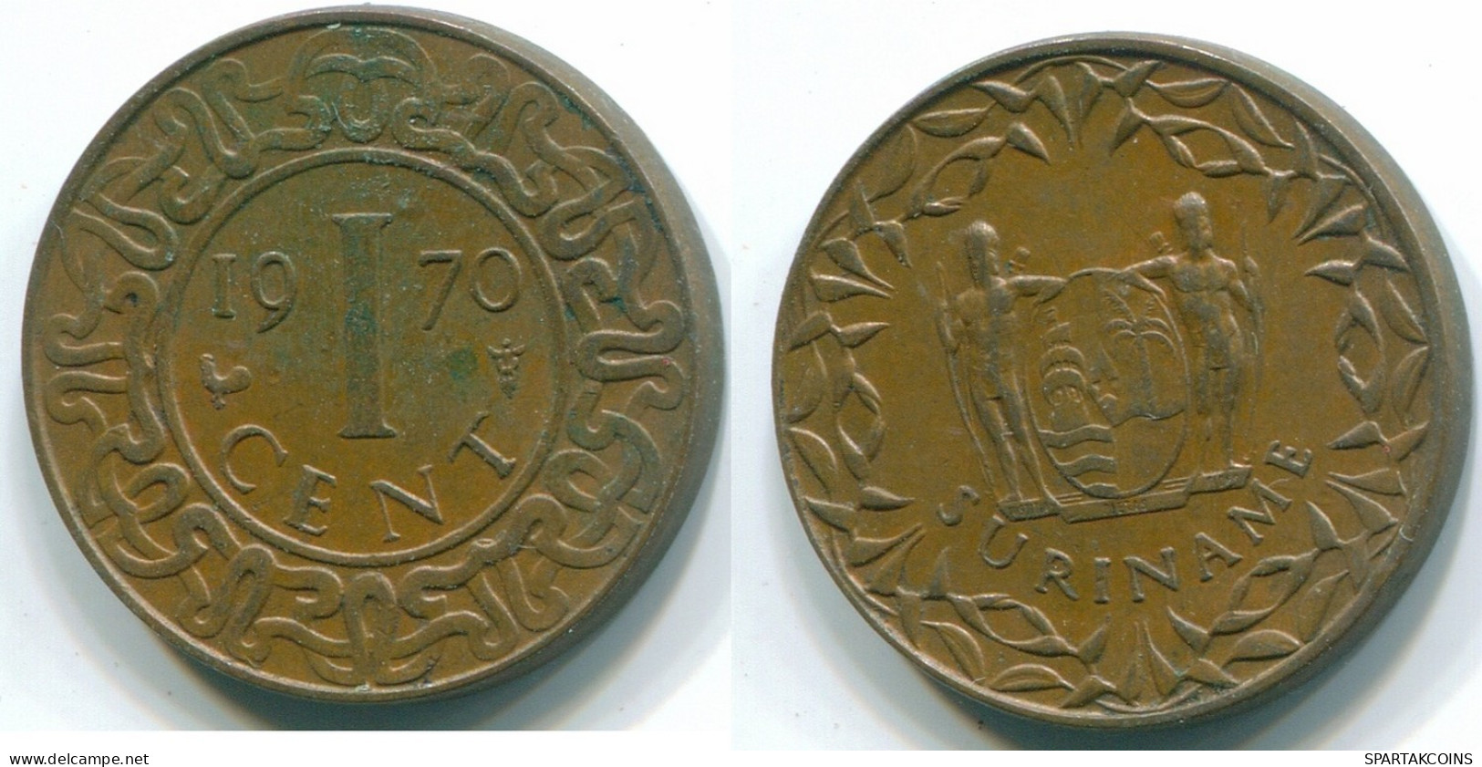 1 CENT 1970 SURINAME NÉERLANDAIS NETHERLANDS Bronze Cock Colonial Pièce #S10957.F.A - Suriname 1975 - ...