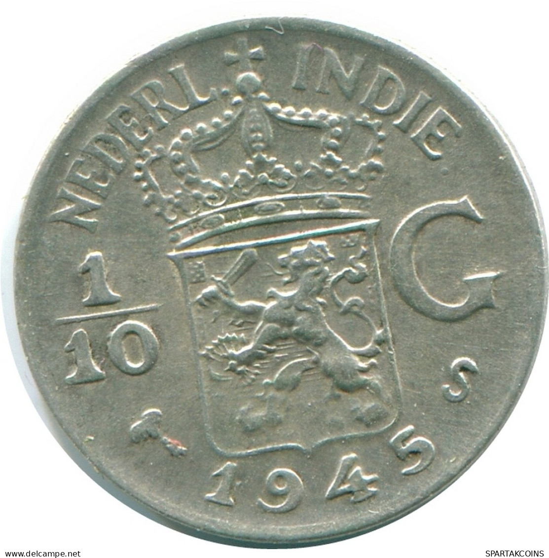 1/10 GULDEN 1945 S NETHERLANDS EAST INDIES SILVER Colonial Coin #NL14004.3.U.A - Dutch East Indies