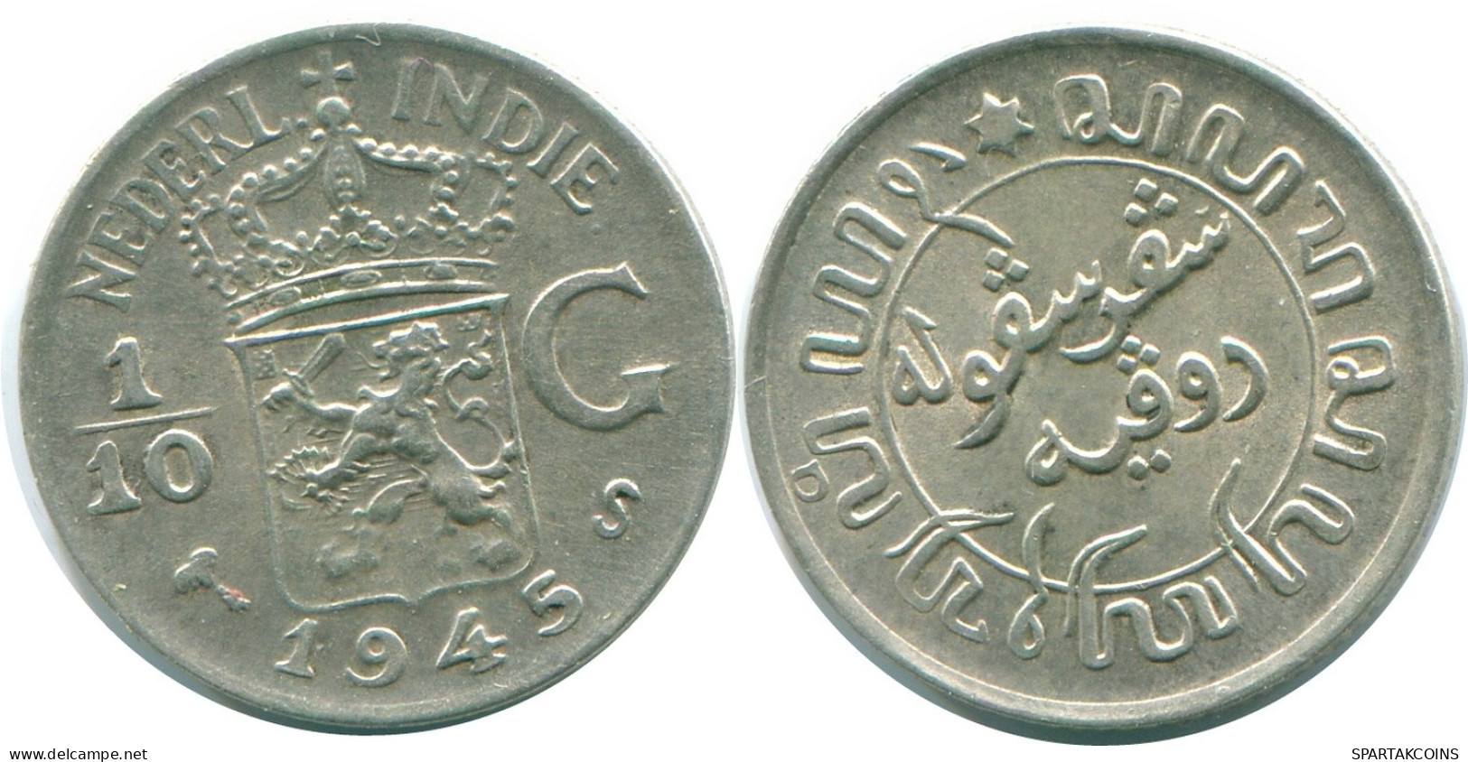 1/10 GULDEN 1945 S NETHERLANDS EAST INDIES SILVER Colonial Coin #NL14004.3.U.A - Niederländisch-Indien
