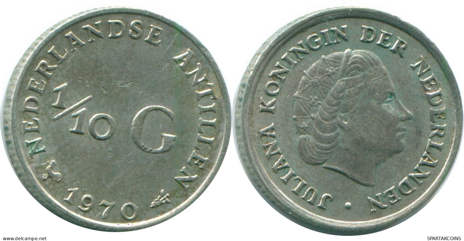 1/10 GULDEN 1970 ANTILLAS NEERLANDESAS PLATA Colonial Moneda #NL13023.3.E.A - Antille Olandesi