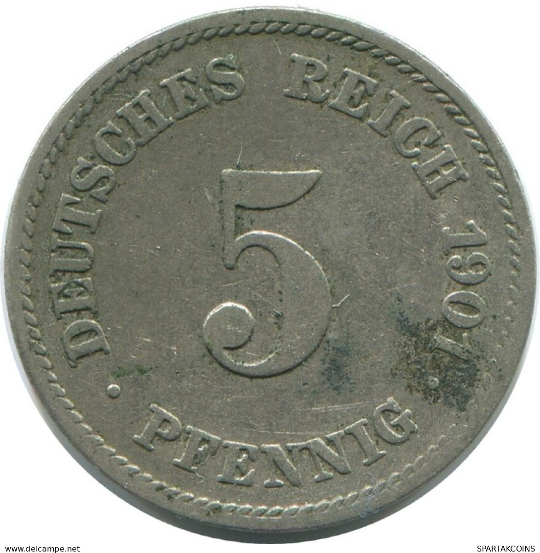 5 PFENNIG 1901 J ALEMANIA Moneda GERMANY #AE676.E.A - 5 Pfennig