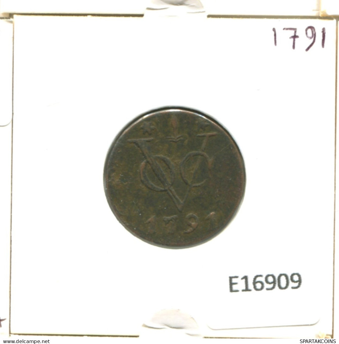 1791 GELDERLAND VOC DUIT IINDES NÉERLANDAIS NETHERLANDS NEW YORK COLONIAL PENNY #E16909.8.F.A - Niederländisch-Indien