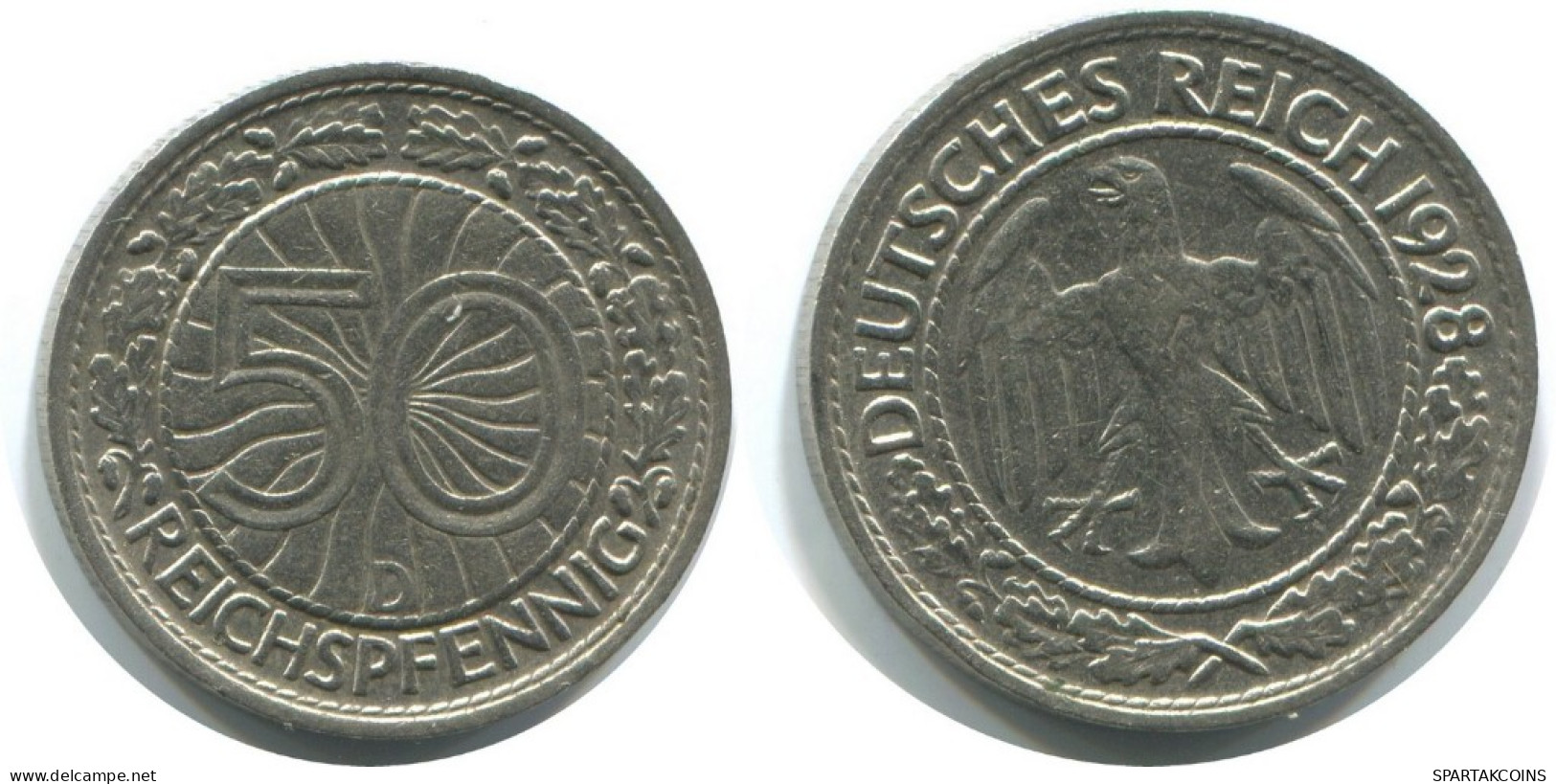 50 REICHSPFENNIG 1928 D DEUTSCHLAND Münze GERMANY #AD725.9.D.A - 50 Renten- & 50 Reichspfennig