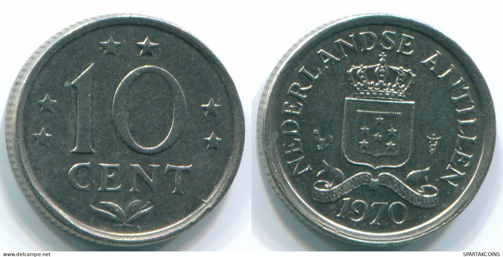 10 CENTS 1970 NIEDERLÄNDISCHE ANTILLEN Nickel Koloniale Münze #S13341.D.A - Niederländische Antillen