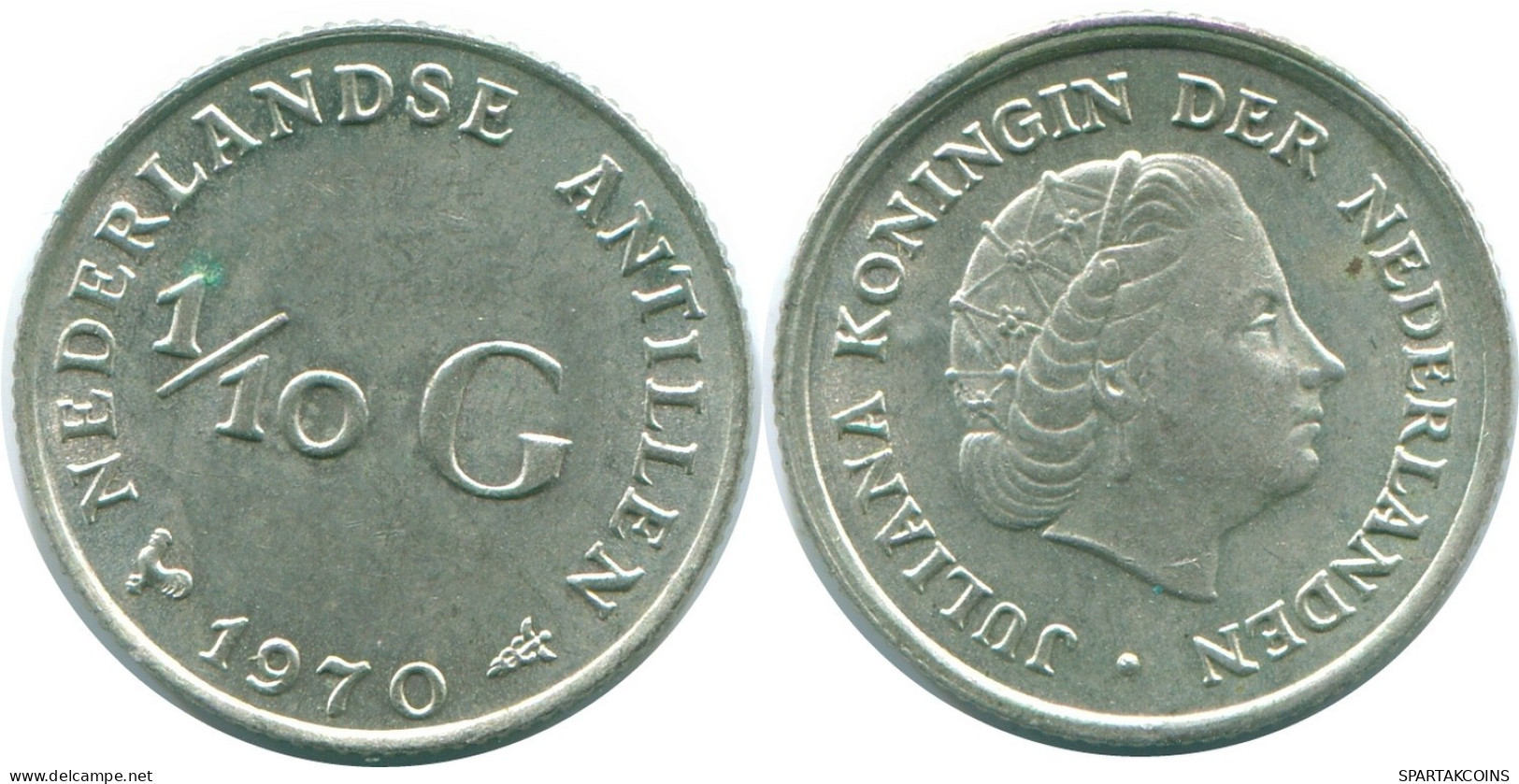 1/10 GULDEN 1970 NIEDERLÄNDISCHE ANTILLEN SILBER Koloniale Münze #NL12982.3.D.A - Netherlands Antilles