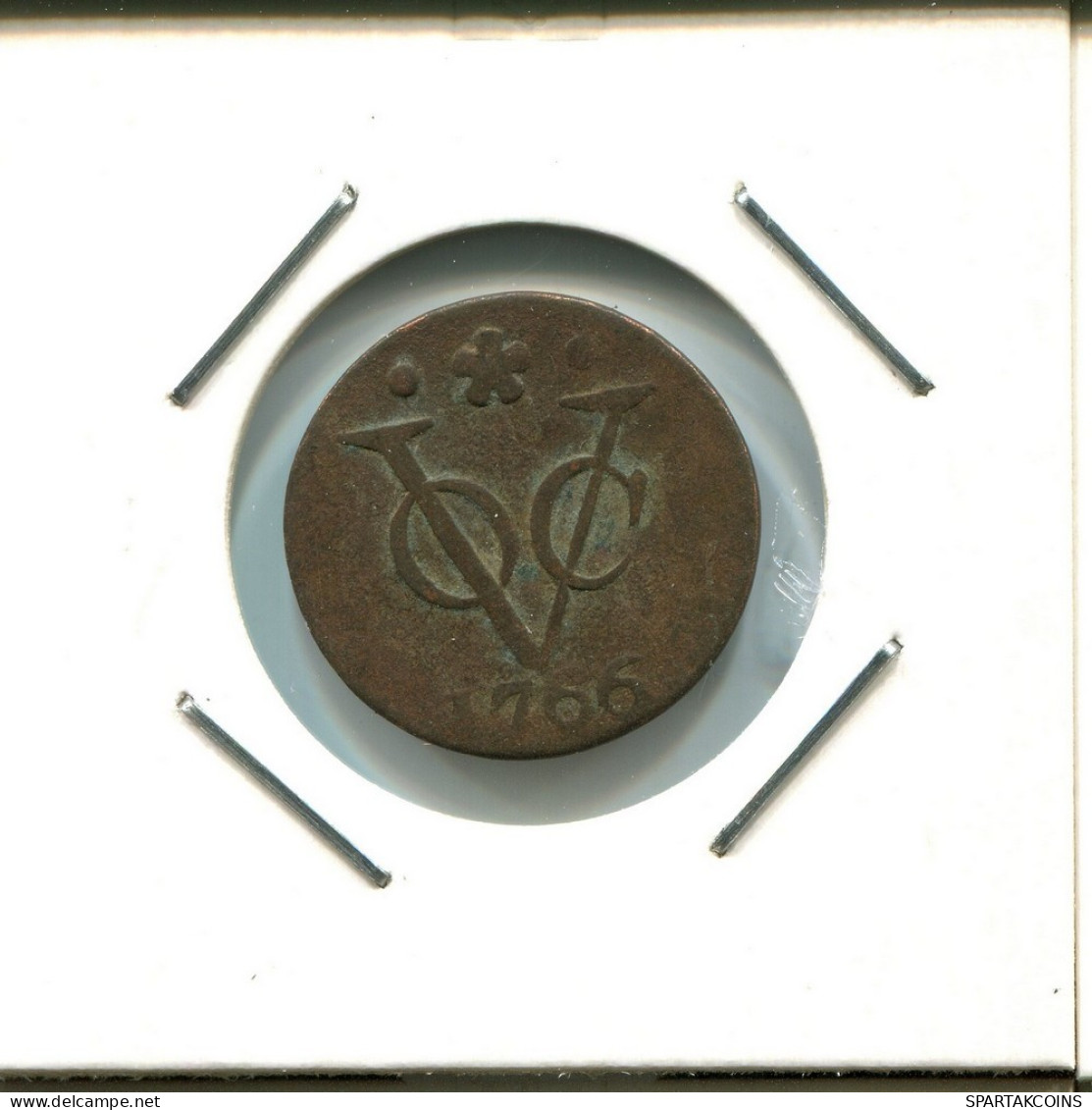 1766 HOLLAND VOC DUIT IINDES NÉERLANDAIS NETHERLANDS NEW YORK COLONIAL PENNY #VOC2743.7.F.A - Nederlands-Indië