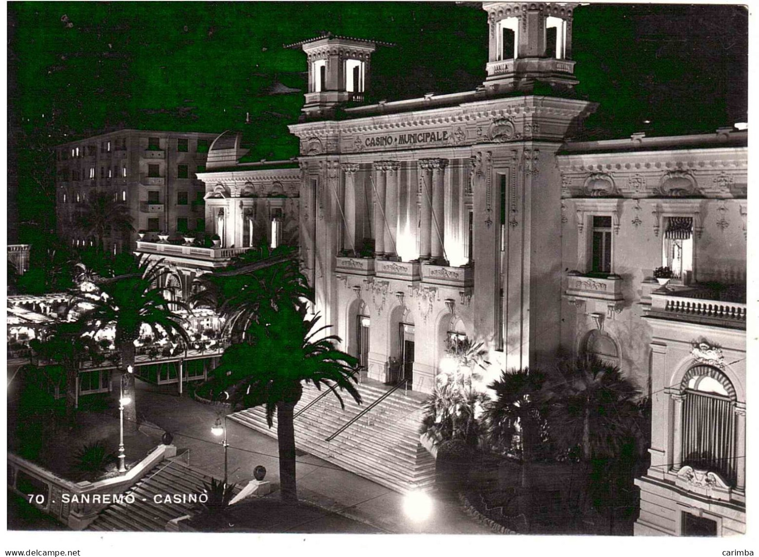 CARTOLINA SANREMO CASINO' ANNULLO TARGHETTA CASINO' - 1946-60: Marcofilie