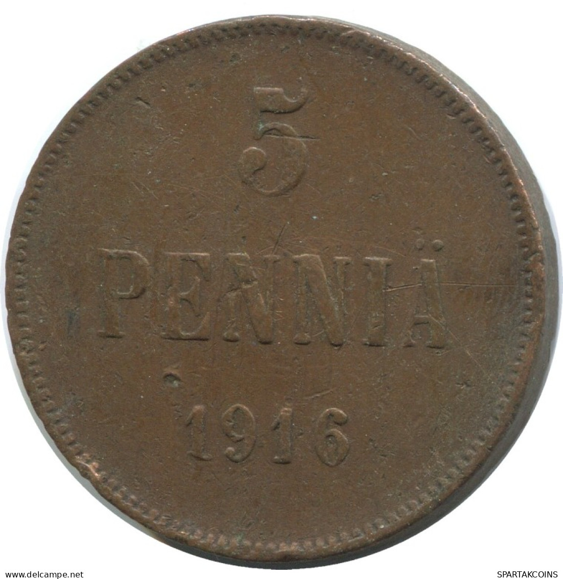 5 PENNIA 1916 FINLANDE FINLAND Pièce RUSSIE RUSSIA EMPIRE #AB214.5.F.A - Finnland