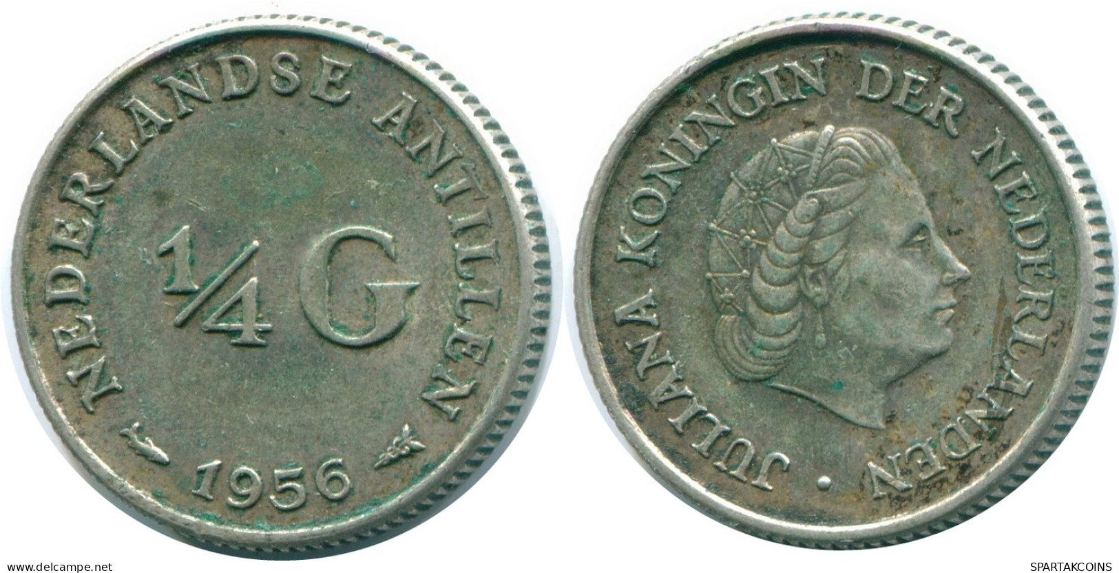 1/4 GULDEN 1956 NETHERLANDS ANTILLES SILVER Colonial Coin #NL10939.4.U.A - Netherlands Antilles