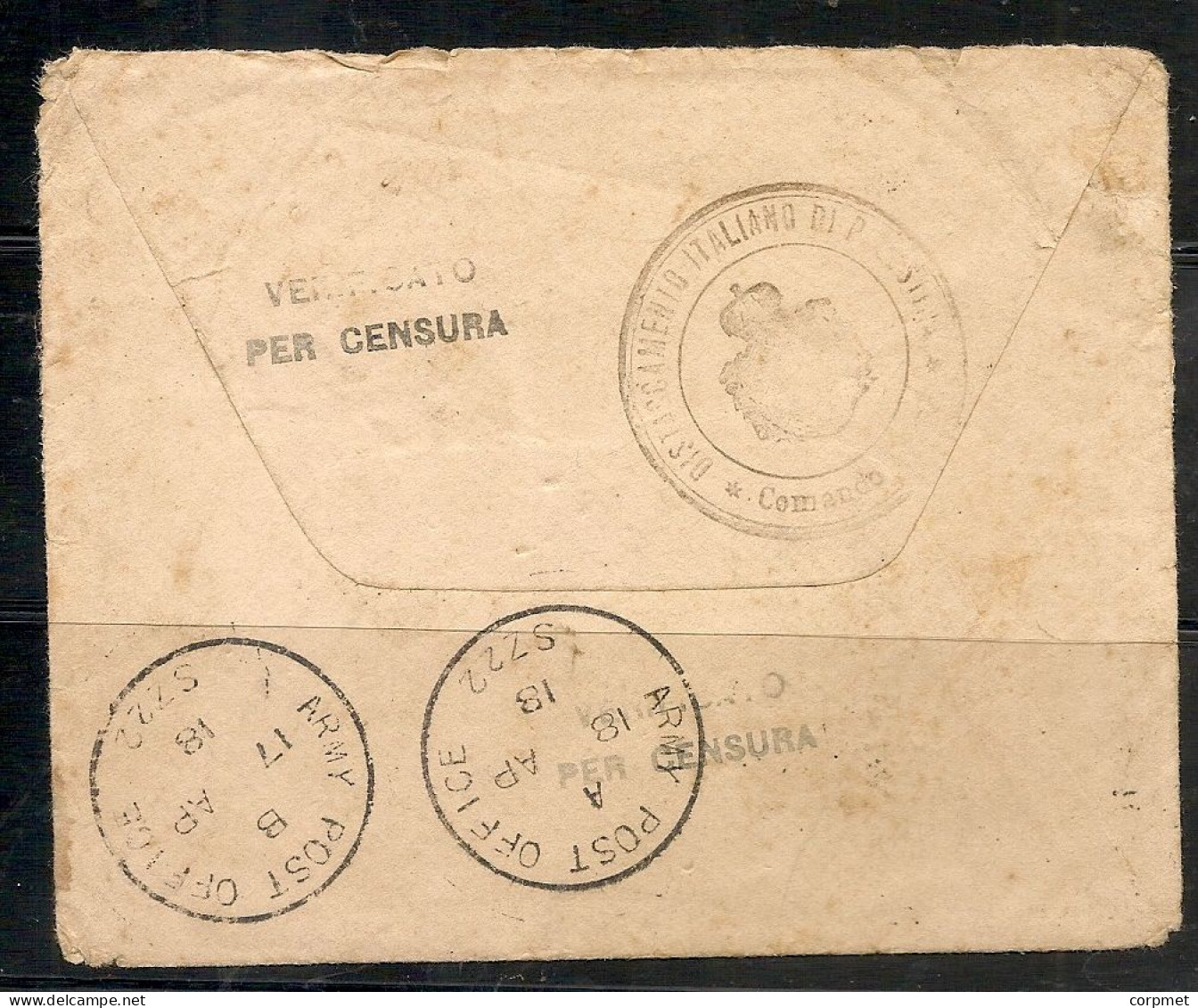 ITALIA 1918 Lettera Di Guerra Da PORT SAID Al DISTACCAMENTO ITALIANO DI PALESTINA -censura - LETTERA COMPLETA - - Correo Militar (PM)