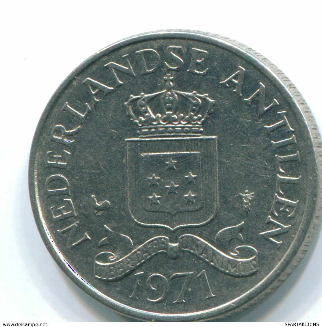 25 CENTS 1971 NETHERLANDS ANTILLES Nickel Colonial Coin #S11580.U.A - Antille Olandesi