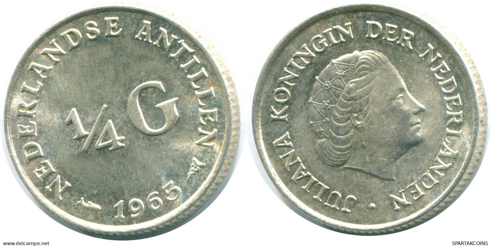 1/4 GULDEN 1965 ANTILLAS NEERLANDESAS PLATA Colonial Moneda #NL11298.4.E.A - Nederlandse Antillen