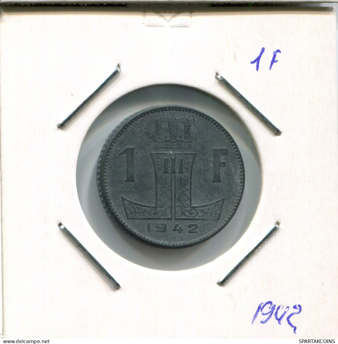 1 FRANC 1942 BELGIE-BELGIQUE BELGIEN BELGIUM Münze #AR418.D.A - 1 Franc