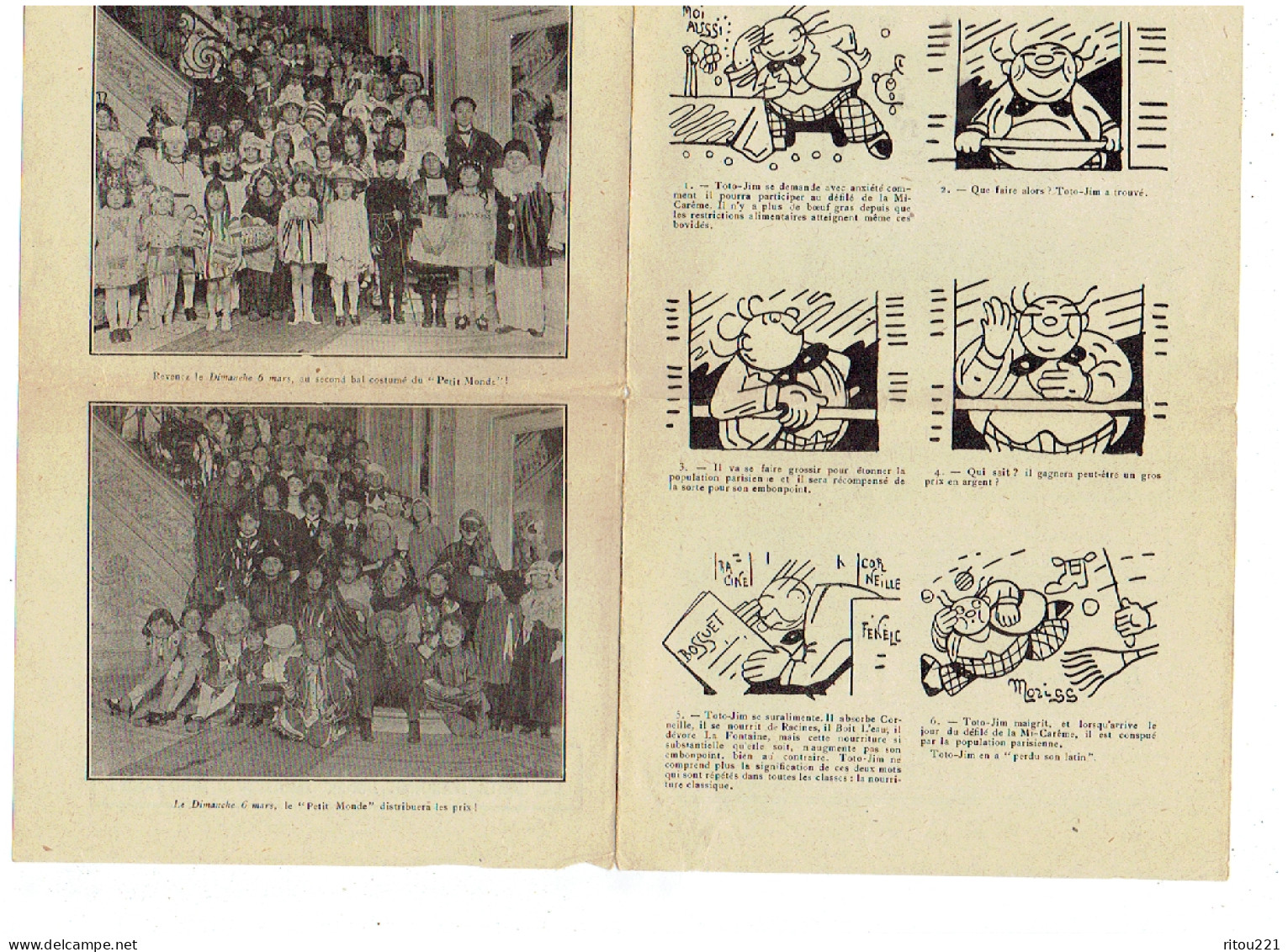 Feuillet Journal - LE PETIT MONDE Au Théâtre - 1921 - Mlle Dolly Fairlie -  TOTO-JIM Bande Dessinée - N°4 - Autres & Non Classés