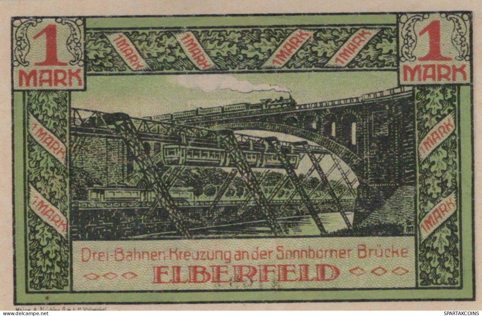 1 MARK 1920 Stadt ELBERFELD Rhine UNC DEUTSCHLAND Notgeld Banknote #PB152 - [11] Emissioni Locali