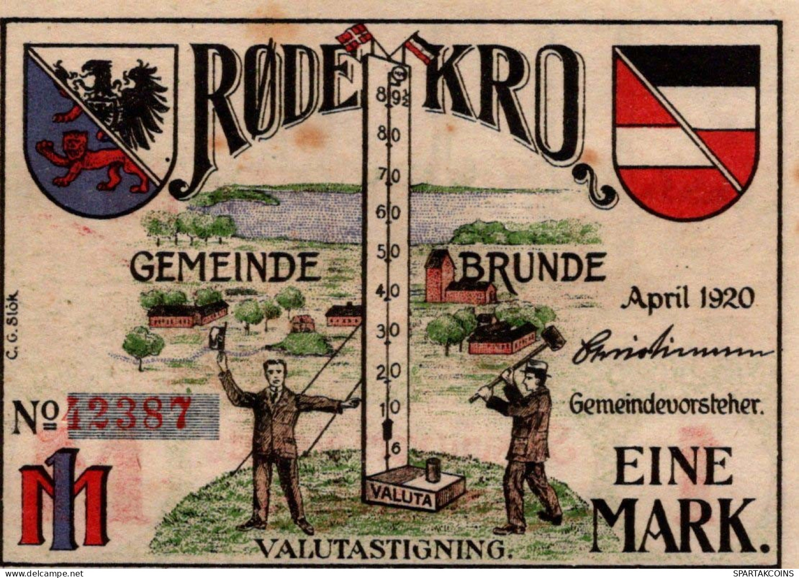 1 MARK 1920 Stadt BRUNDE Schleswig-Holstein UNC DEUTSCHLAND Notgeld #PA326 - [11] Emissioni Locali