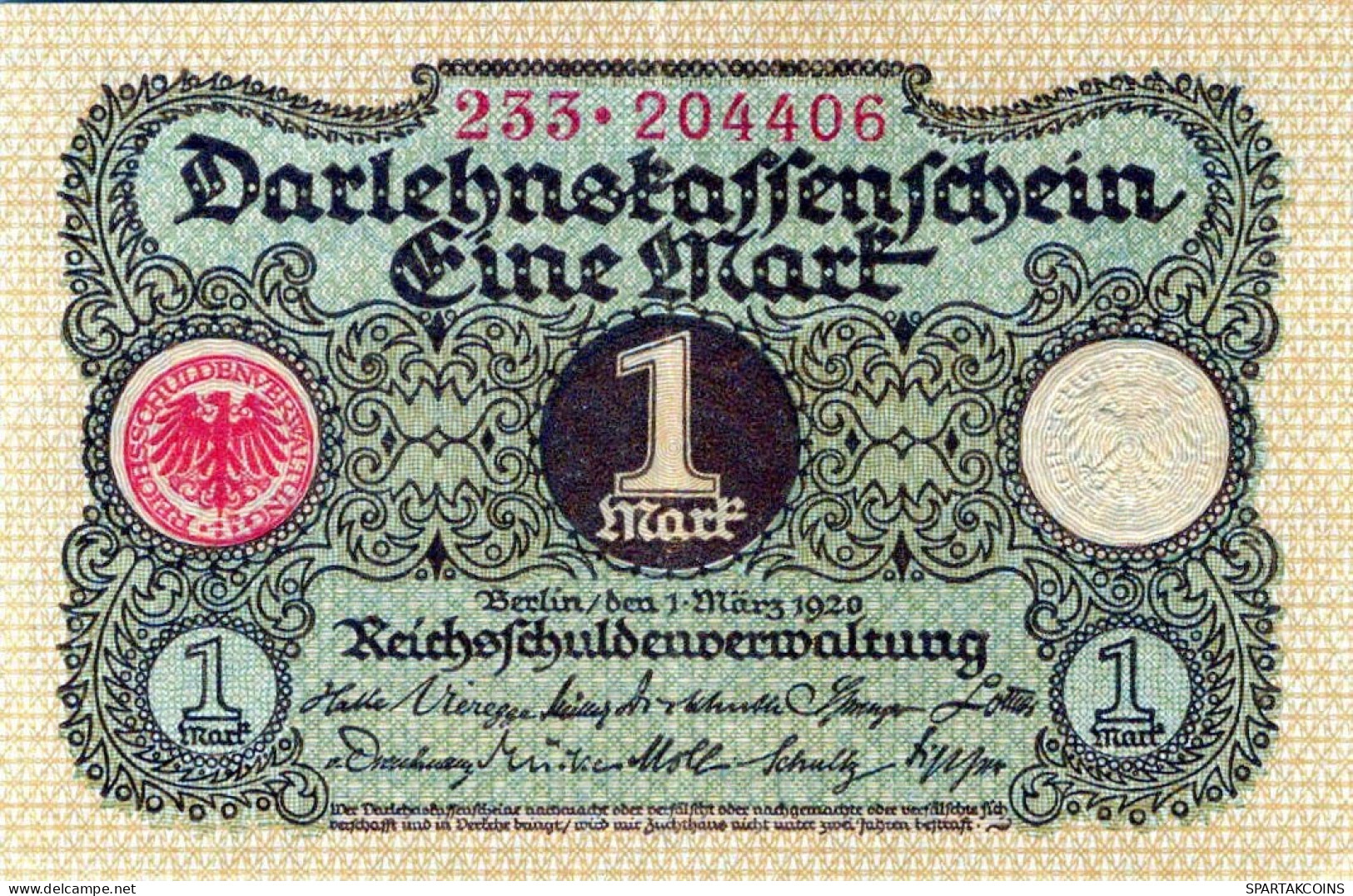 1 MARK 1920 Stadt BERLIN DEUTSCHLAND Papiergeld Banknote #PL179 - [11] Emissioni Locali