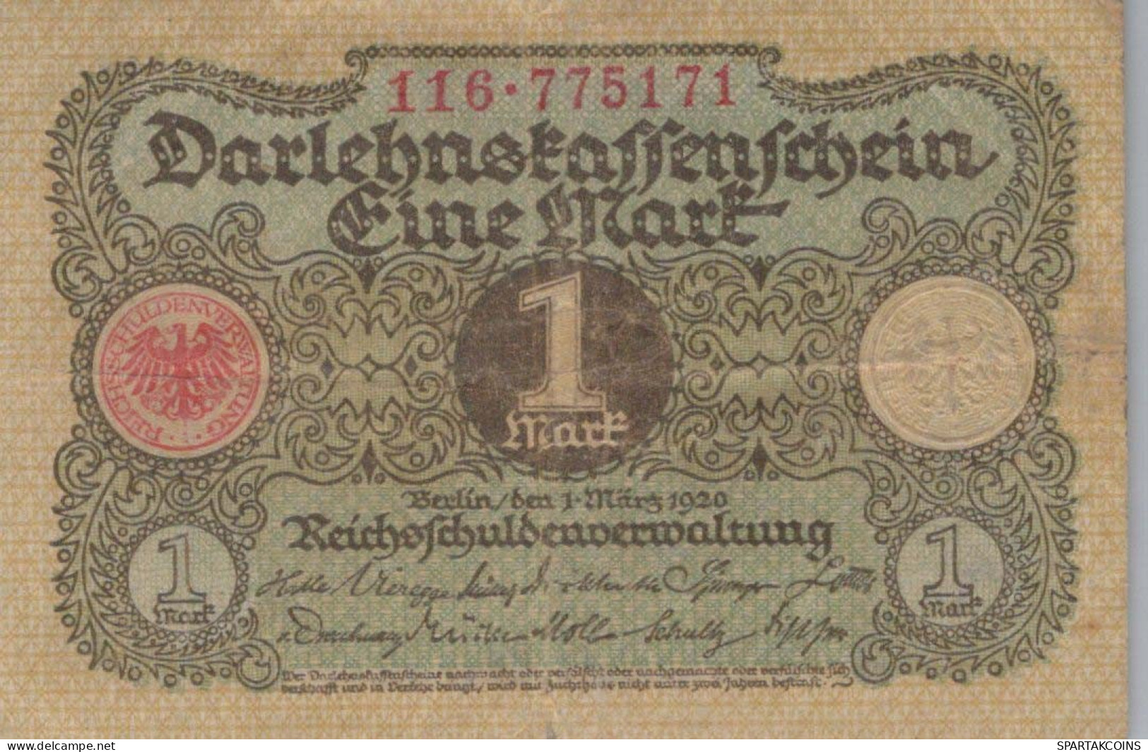 1 MARK 1920 Stadt BERLIN DEUTSCHLAND Papiergeld Banknote #PL178 - [11] Emissioni Locali
