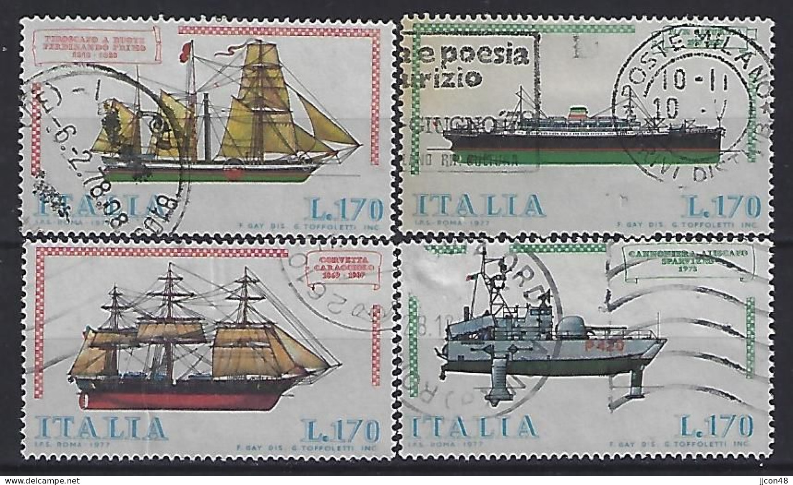 Italy 1977  Schiffsbau  (o) Mi.1579-1582 - 1971-80: Afgestempeld