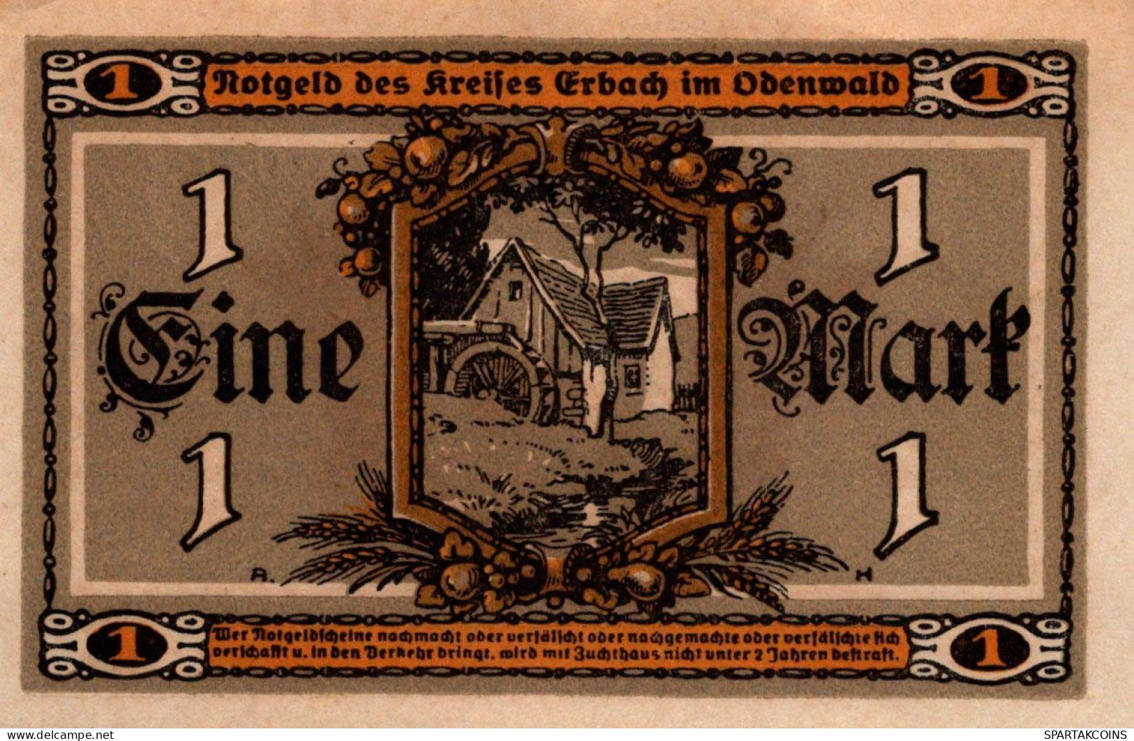 1 MARK 1919 Stadt ERBACH Hesse UNC DEUTSCHLAND Notgeld Banknote #PI538 - [11] Emissioni Locali